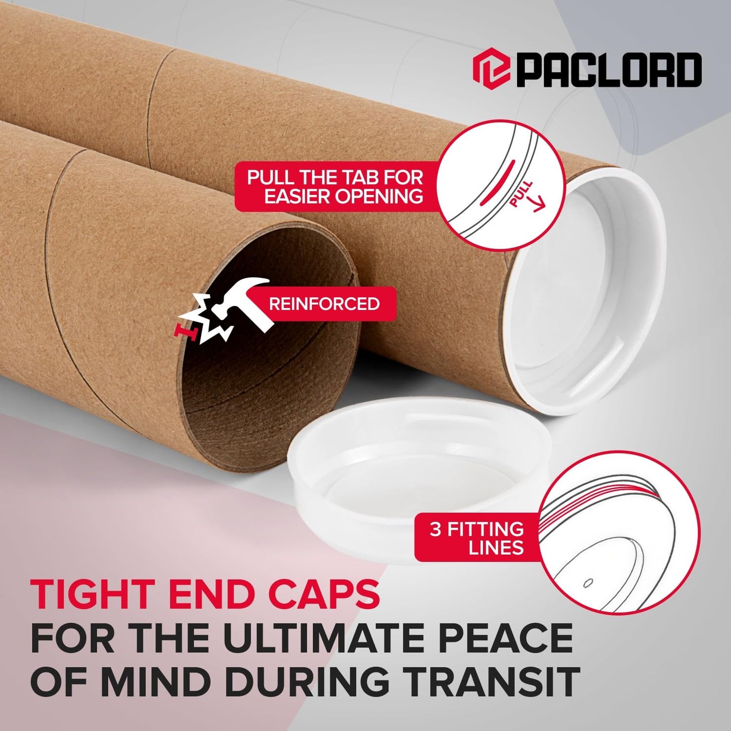 4" x 72" Heavy-Duty Reinforced Cardboard Mailing Tube, Pack of 4 Tubes with 8 Caps – Secure USPS Approved – Great for Shipping and Storing of Prints, Artwork, Posters or Documents