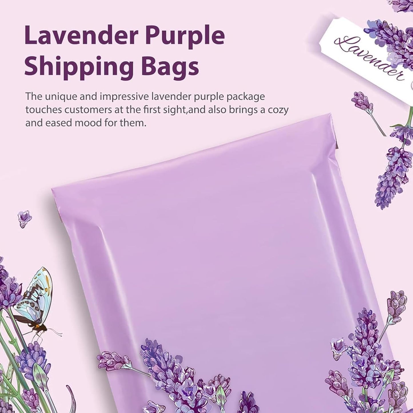 Fuxury Poly Mailers 14.5x19 Inch 400 Pcs Bulk Shipping Bags for Clothing Strong Adhesive Shipping Envelopes for Small Business Suppliers Waterproof Mailers Poly Bags Mailing Envelopes Light Purple