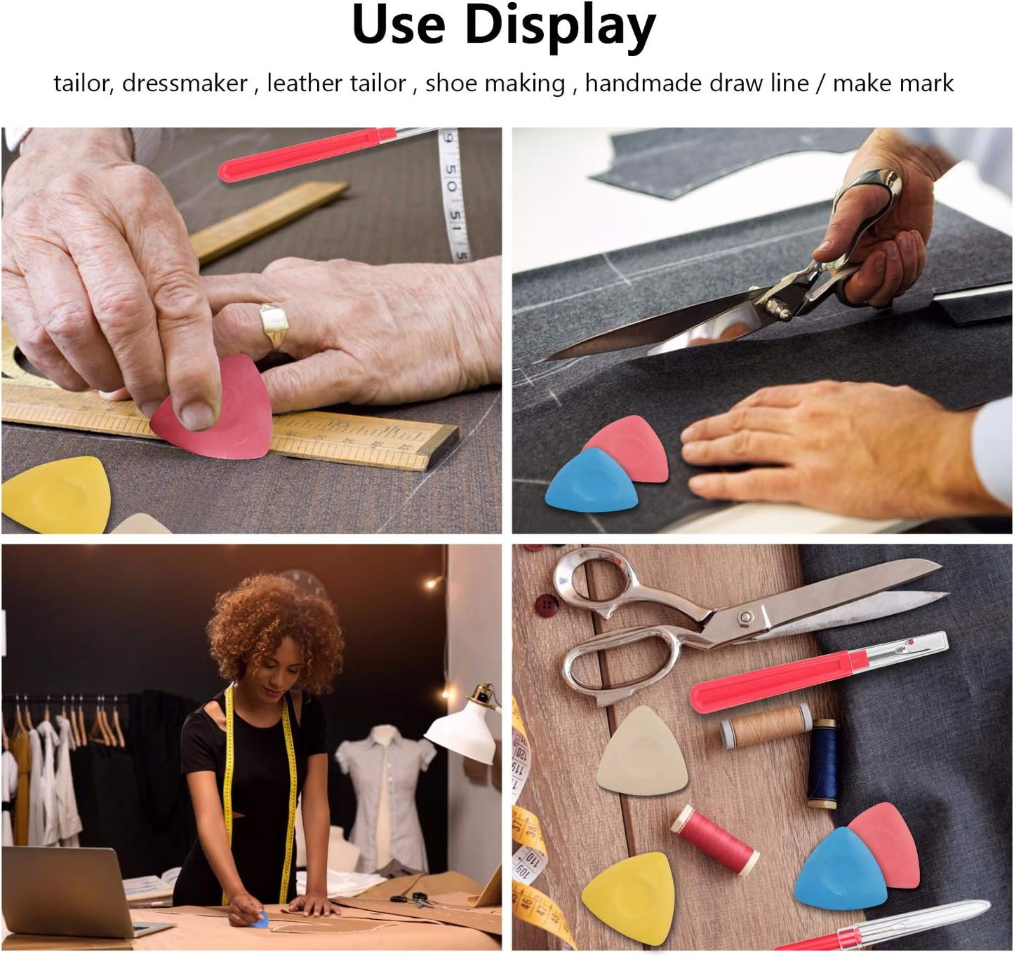 CampTek Tailors Chalk & Fabric Markers for Quilting - 10PCS Tailor's Chalk, 4PCS Heat Erasable Pens with 4 Refills, 3 PCS Sewing Fabric Pencils