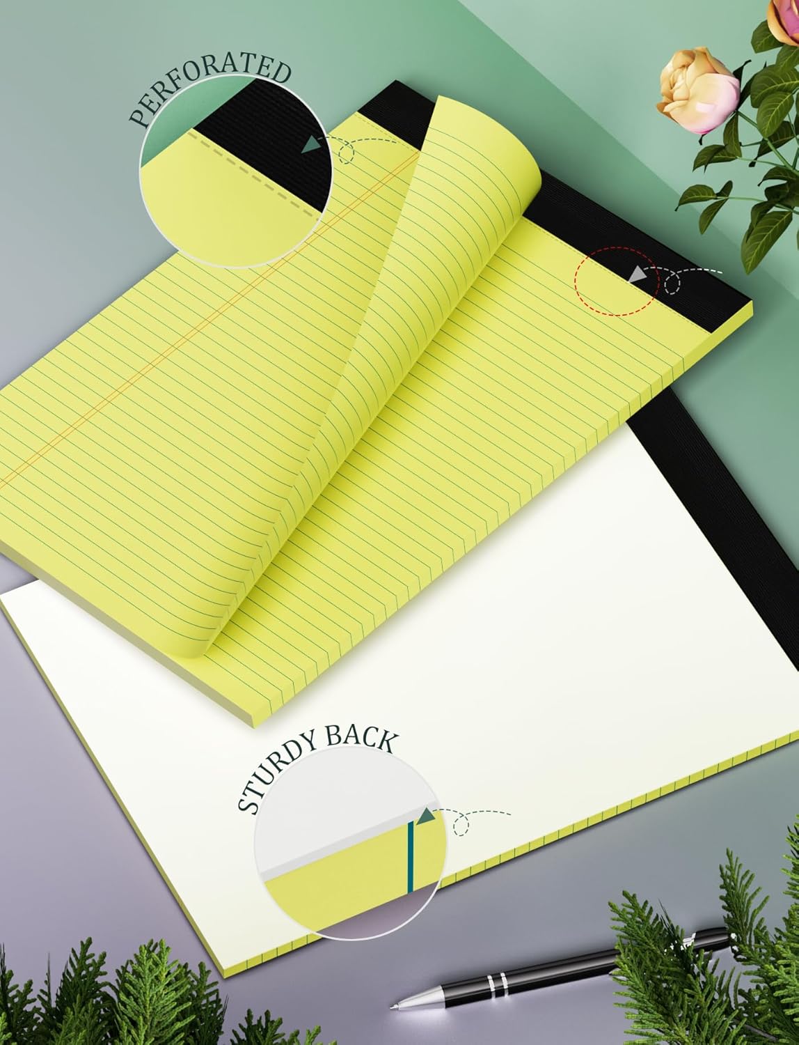 24 Pack Yellow Legal Pads 8.5 x 11 Letter Size Lined Writing Note Pads Yellow Paper Pads 8.5 x 11 College Ruled Legal Pad Writing Paper Tablets 8.5 x 11 Pads 30 Sheets Per Yellow Lined Legal Notepads