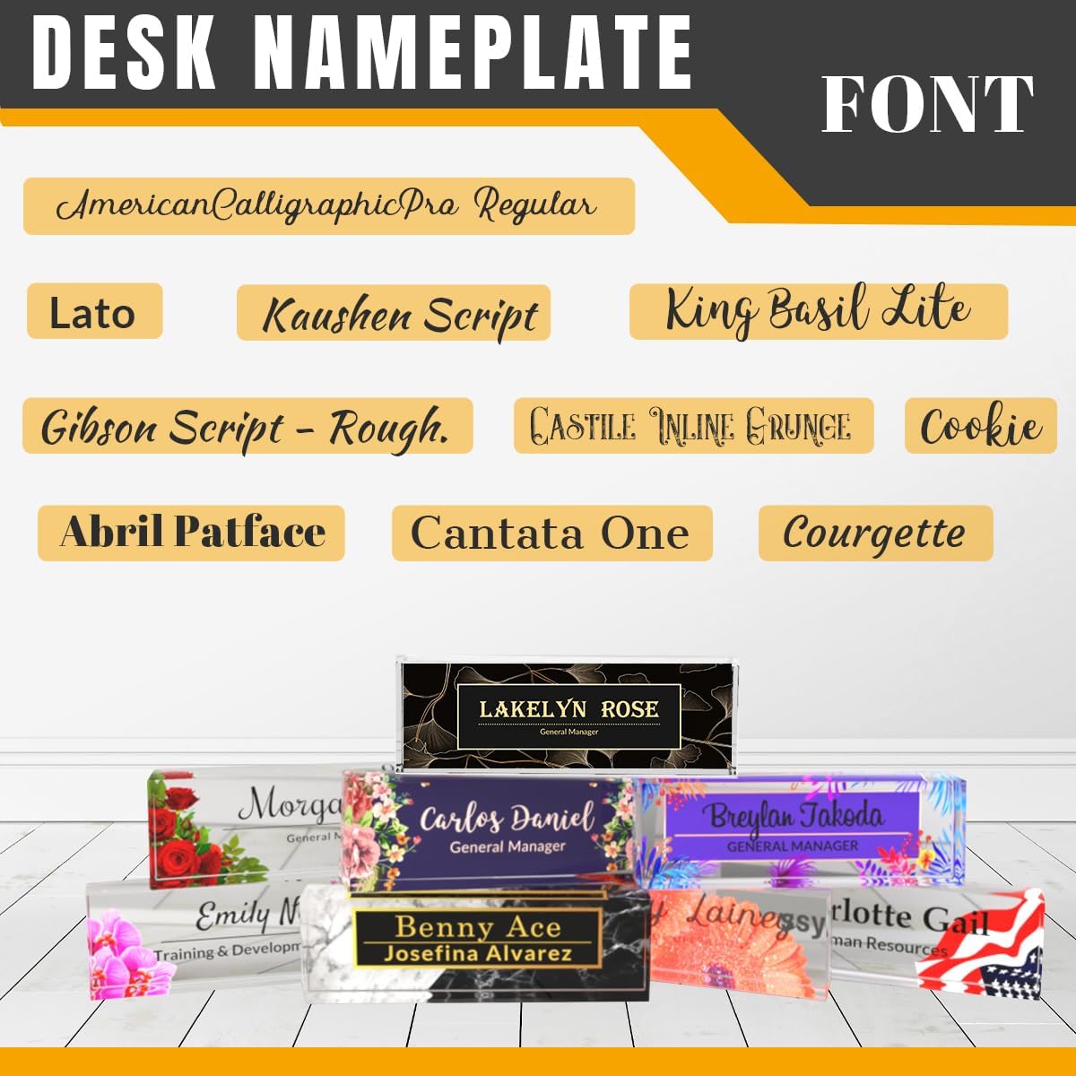 Desk Name Plate Personalized | Office Desk Accessories | Produced in USA | Office Desk Accessories| Name Plate for Desk | Ships Next Day…, Golden Leaf