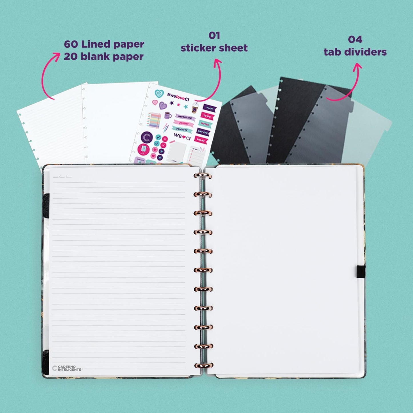 Premium Discbound Notebooks - Plan, Organize, Customize, and Conquer- Discbound Planner with 4 Tab Dividers For Work, School, Journal, or Daily Use – (AGATHA, LARGE 7.87 x 10.82 in)