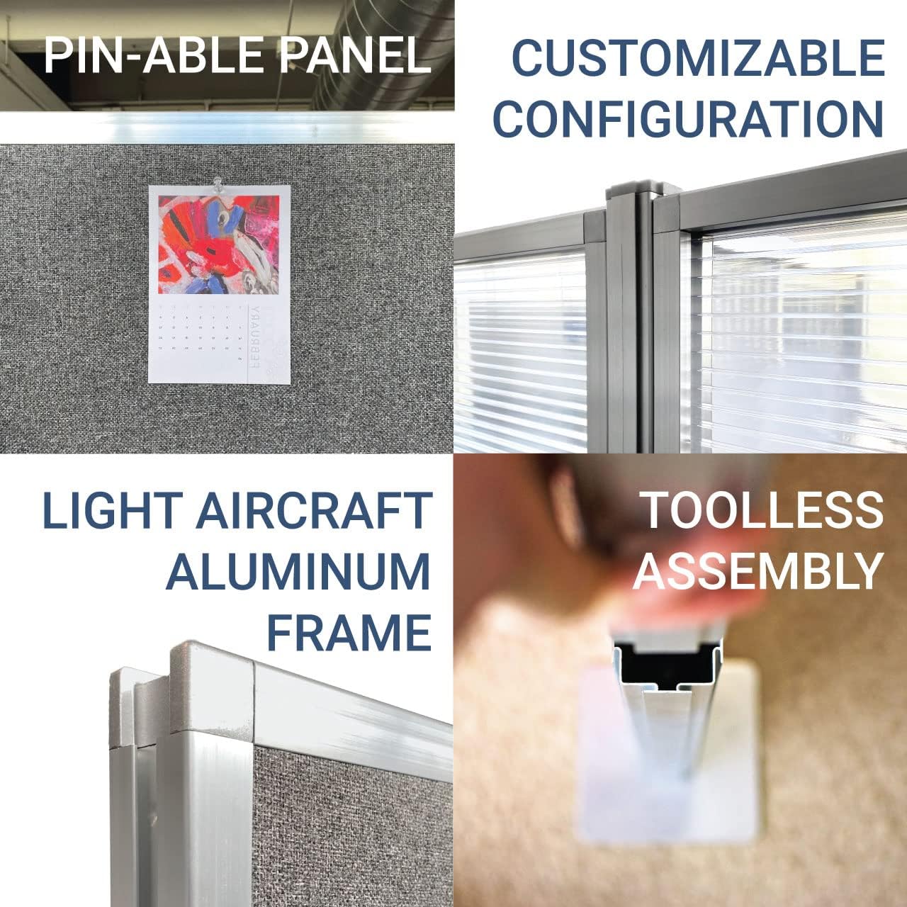 Versare Pre-Configured Hush Panel Electric Cubicle | Workstation Divider Walls | Cubicle Privacy Panels | Office Partition Walls