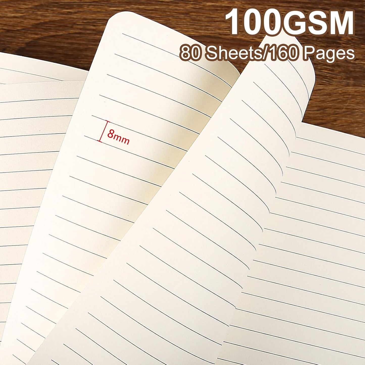 Lined Journal Notebook for Work College Ruled Note Book 7.2"x9.6" B5 PU Leather Daily Journaling 160 Pages for Women Men Writing Home School Supplies Business (B5 Lined 160pages, 10-Brown)