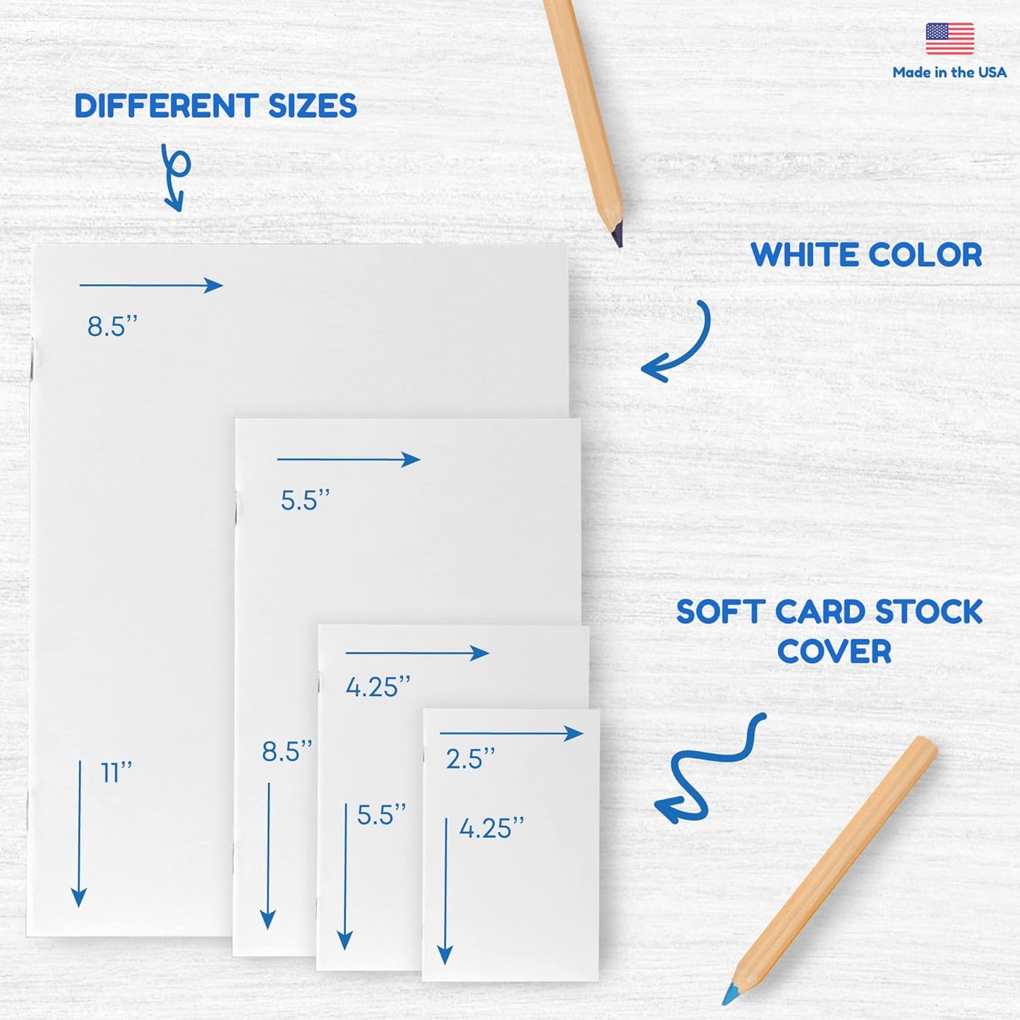 Hygloss Blank Books 8.5 x 11 Inches - 20 Pack - White Paperback for Drawing & Writing - Empty Books for Journaling, Sketching or Arts & Craft