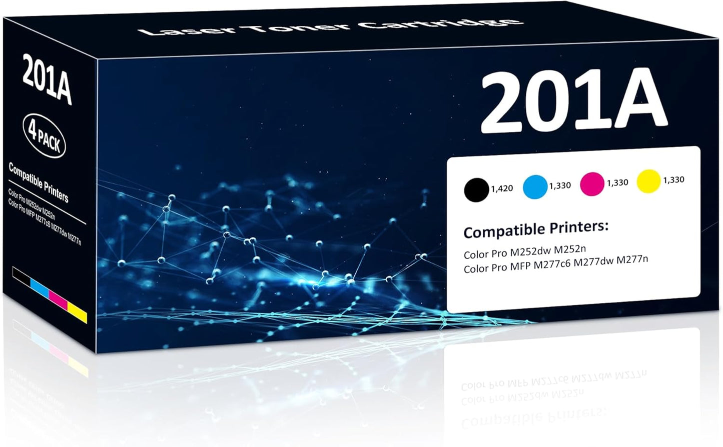 201A Toner Cartridges 4 Pack Compatible for HP Color Laserjet Pro M277dw Reaplacement for HP201A 201X Set High Yield with M252dw MFP M277dw M277n M277c6 Printer (Black/Cyan/Magenta/Yellow)