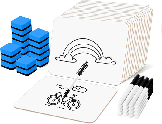 Dry Erase LapBoards, PANDRI 16 Pack Double Sided 12.5 x 9 Inch Whiteboards with 16 Erasers and 16 Markers, Dry Erase Boards for Students Classroom Teacher Supplies