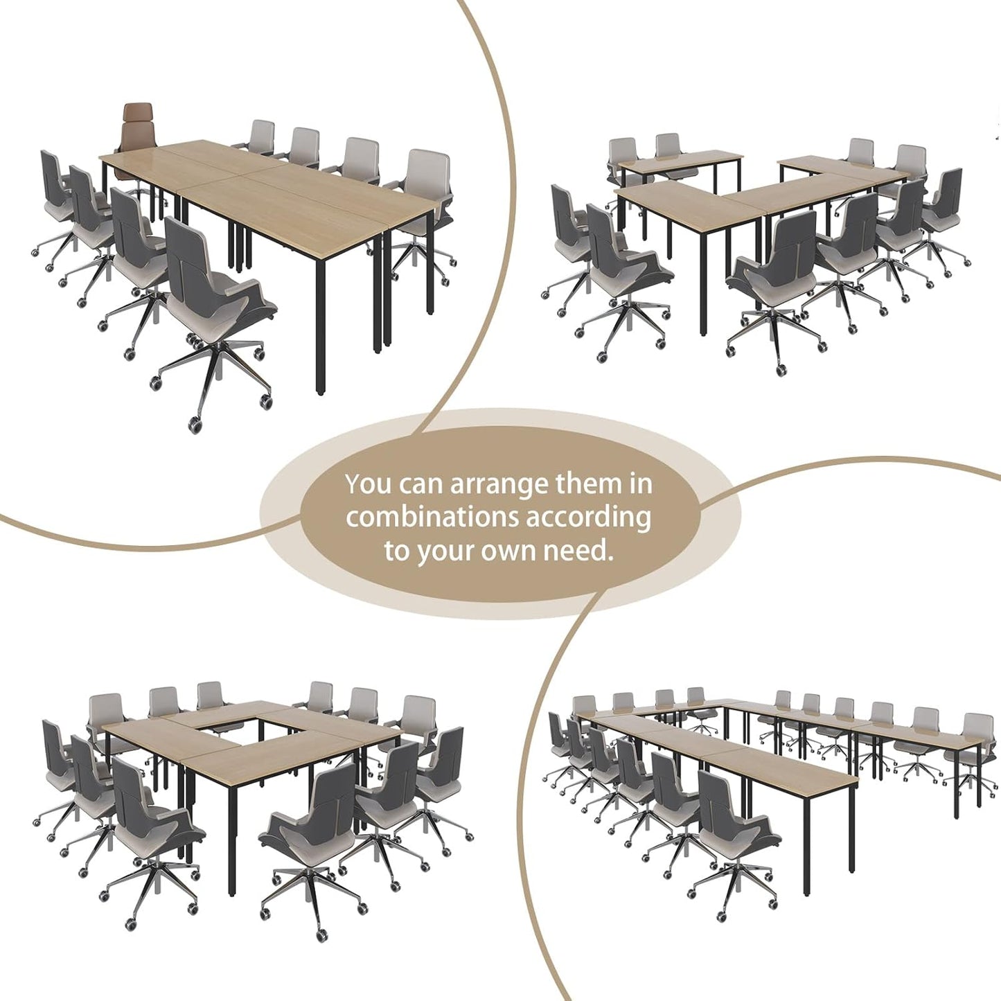 Bonzy Home Conference Tables 9ft Office Computer Desk for Meeting Room Study Writing Printer Podcast Table Save Space Design for 10 People Rustic Vintage Natural 4PCS 110.2"x47.2"x29.5"