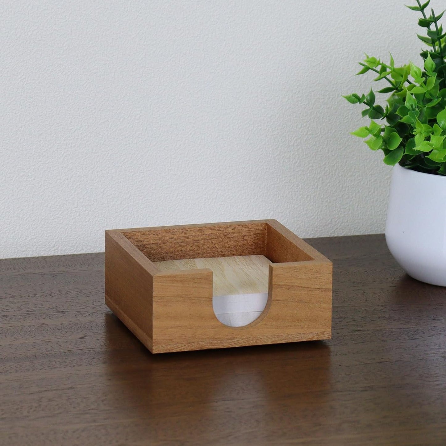 MultiBey Sapele Wooden Sticky Note Holder, Self -Sticky Note Pad Holder, Thicked Wood Post it Note Dispenser Memo Pad Holder, Desktop Accessories Organizer for Office School Home