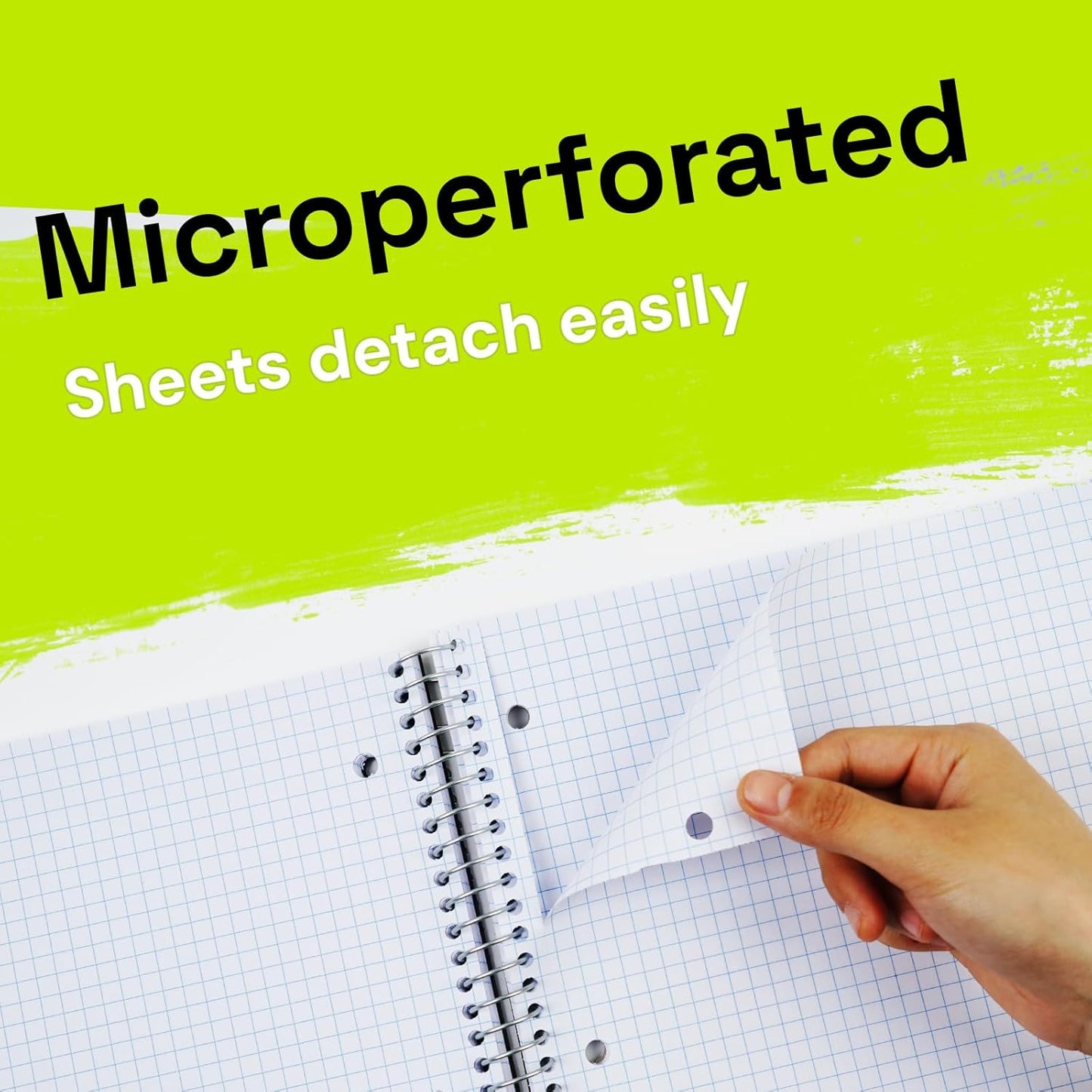 Spiral Notebook for School 3 Pack, 1 Subject, 4x4 Graph Ruled Paper, 100 Sheets, 9" x 11", 1 Divider with Pocket, 3 Hole Punched, Plastic Cover, 1/4" Grid Graphing Note Book Bulk, Light Pink