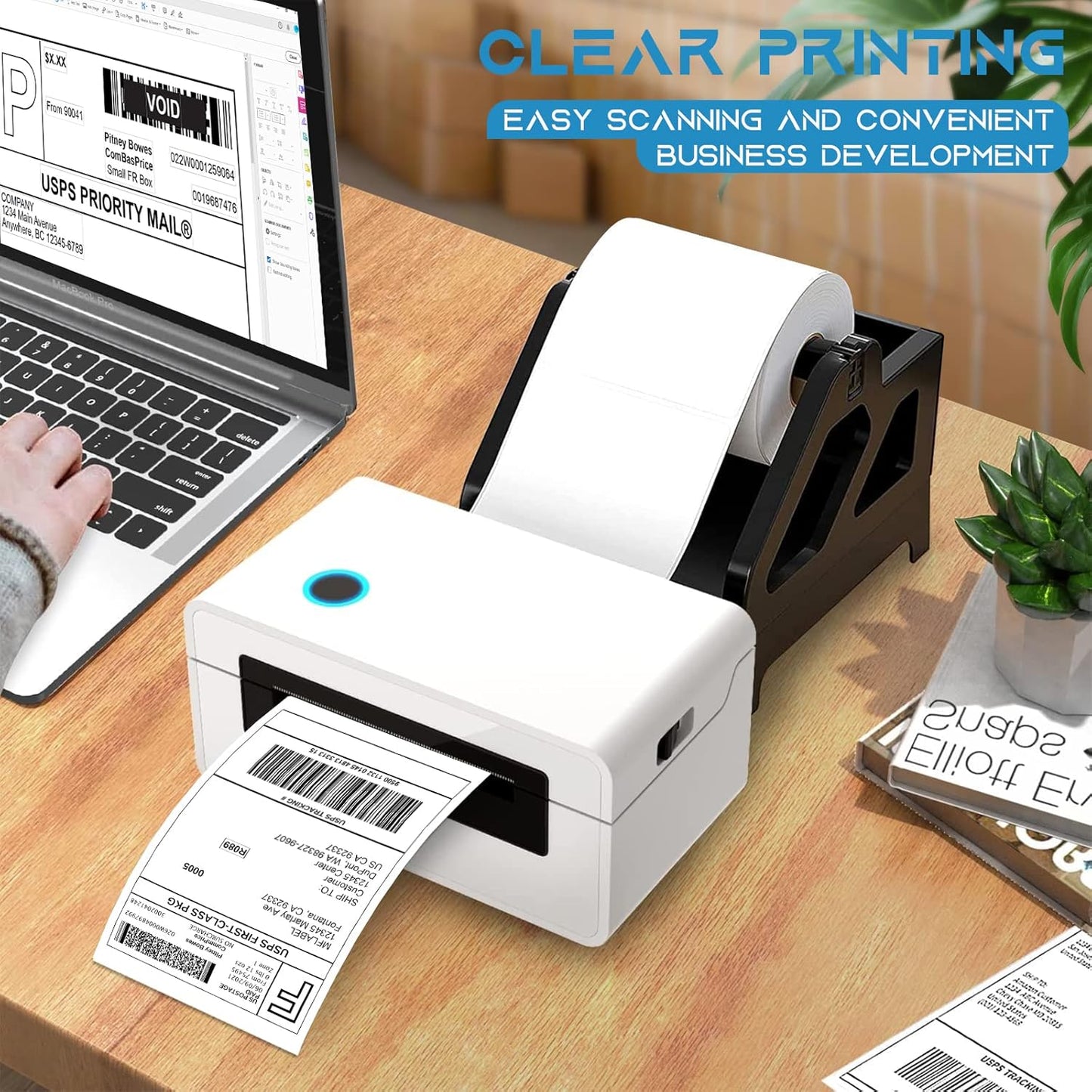 MFLABEL 100 Rolls 4x6 Direct Thermal Blank Shipping Labels for Thermal Printer Shipping Labels with Perforated