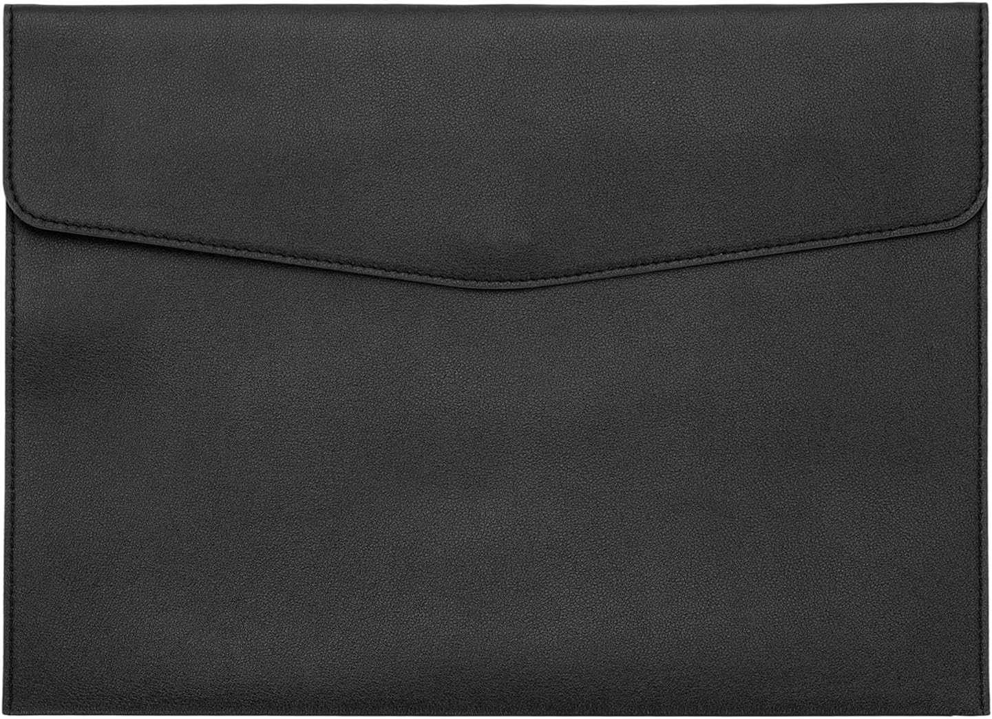 PATIKIL PU Leather A4 File Folder, Document Holder Filing Organizer Portfolio Envelope Folder Case with Snap Closure for Letter Receipt Style 2, Black
