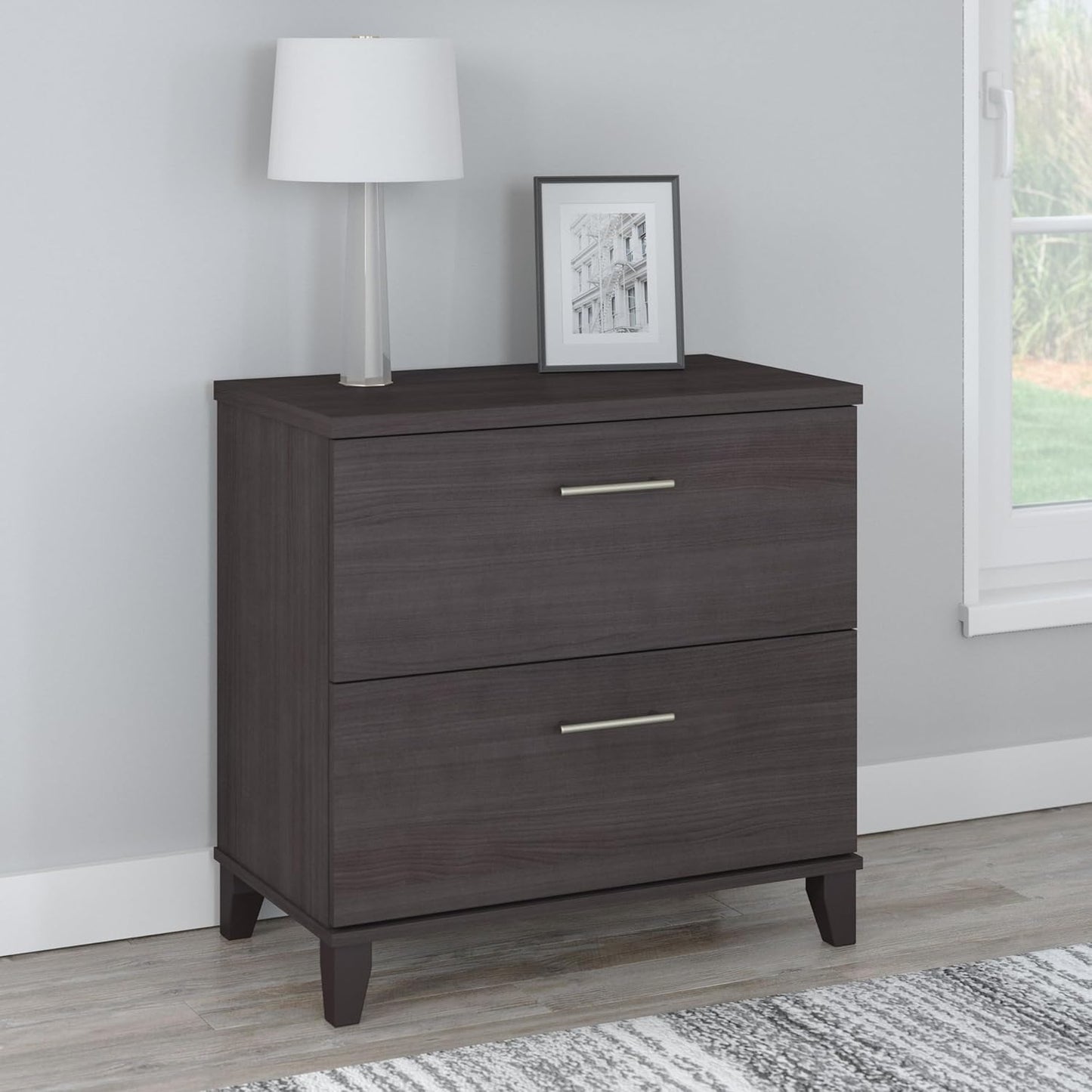 Bush Furniture 2 Drawer Lateral File Cabinet, Letter and Legal-Size Document Storage for Home or Professional Office, Somerset Collection, Storm Gray
