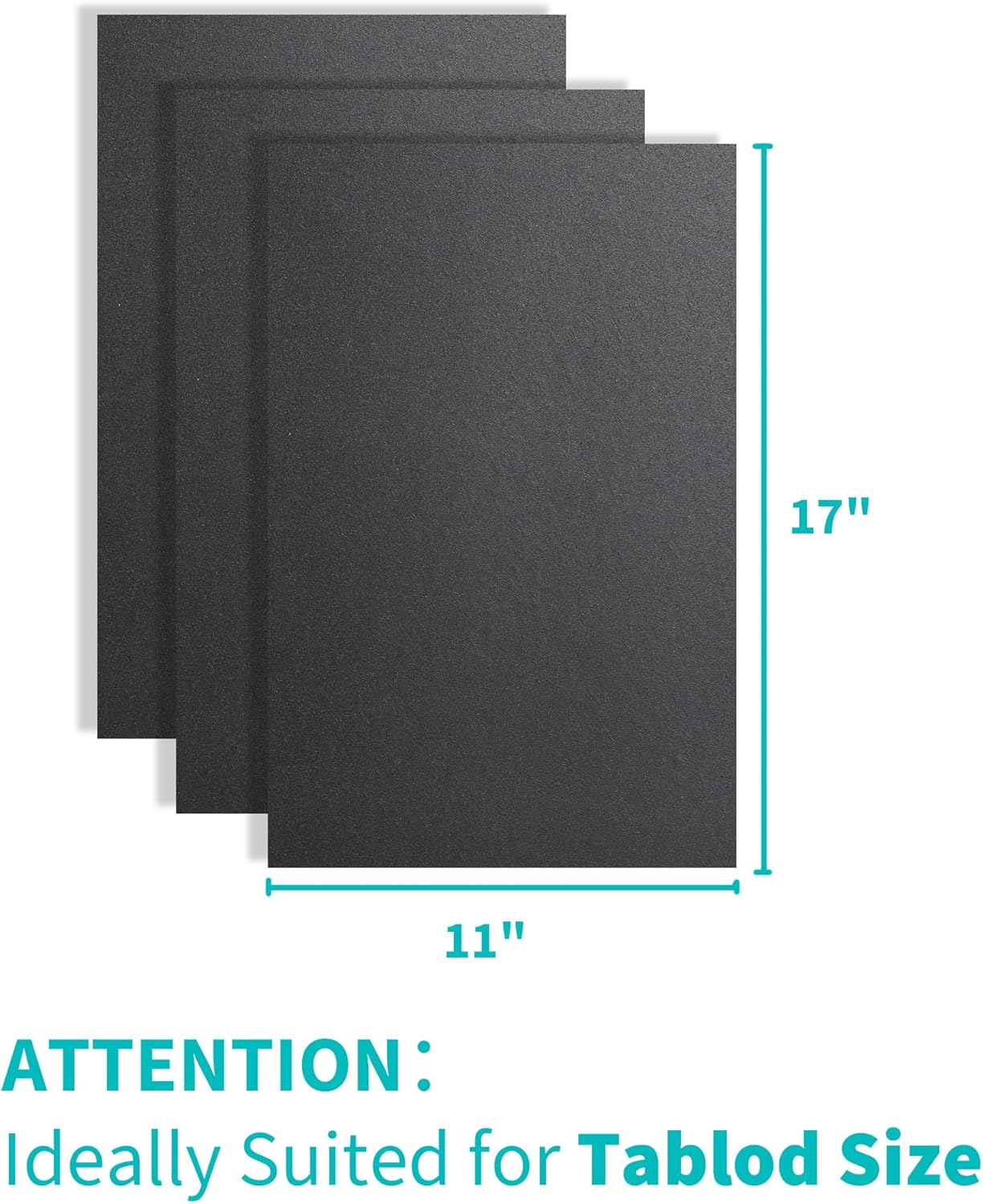 Binditek 100 Pack 16 Mil Sand-Textured Polycover, 11 x 17 Inches Binding Front and Back Covers, Lightly Sanded Finish, Heavyduty Presentation Covers, Tabloid, Black