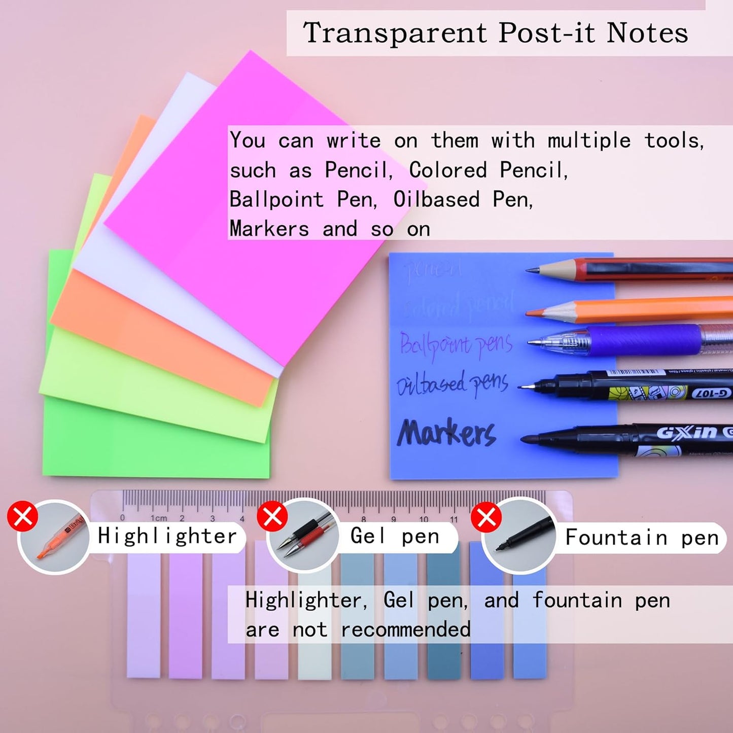 800Pcs Transparent Sticky Notes, 3"x3" Clear Sticky Notes, Waterproof Translucent Sticky Note Pads for Books Annotation, Clear Post it Notes for Bible Study, School, Office