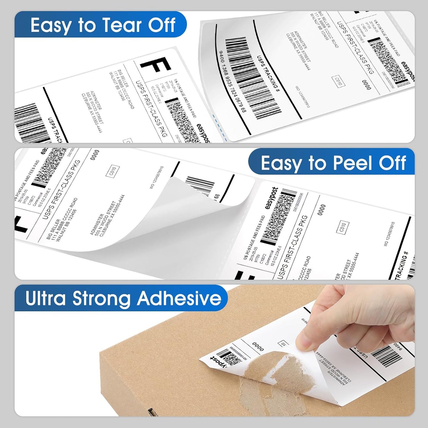 MaxGear 4" x 6" Direct Thermal Labels, 1000 Fanfold Labels, for Shipping & Mailing, Perforated White, Commercial Grade with Permanent Adhesive, Compatible with Most Thermal Printers,1 Stack