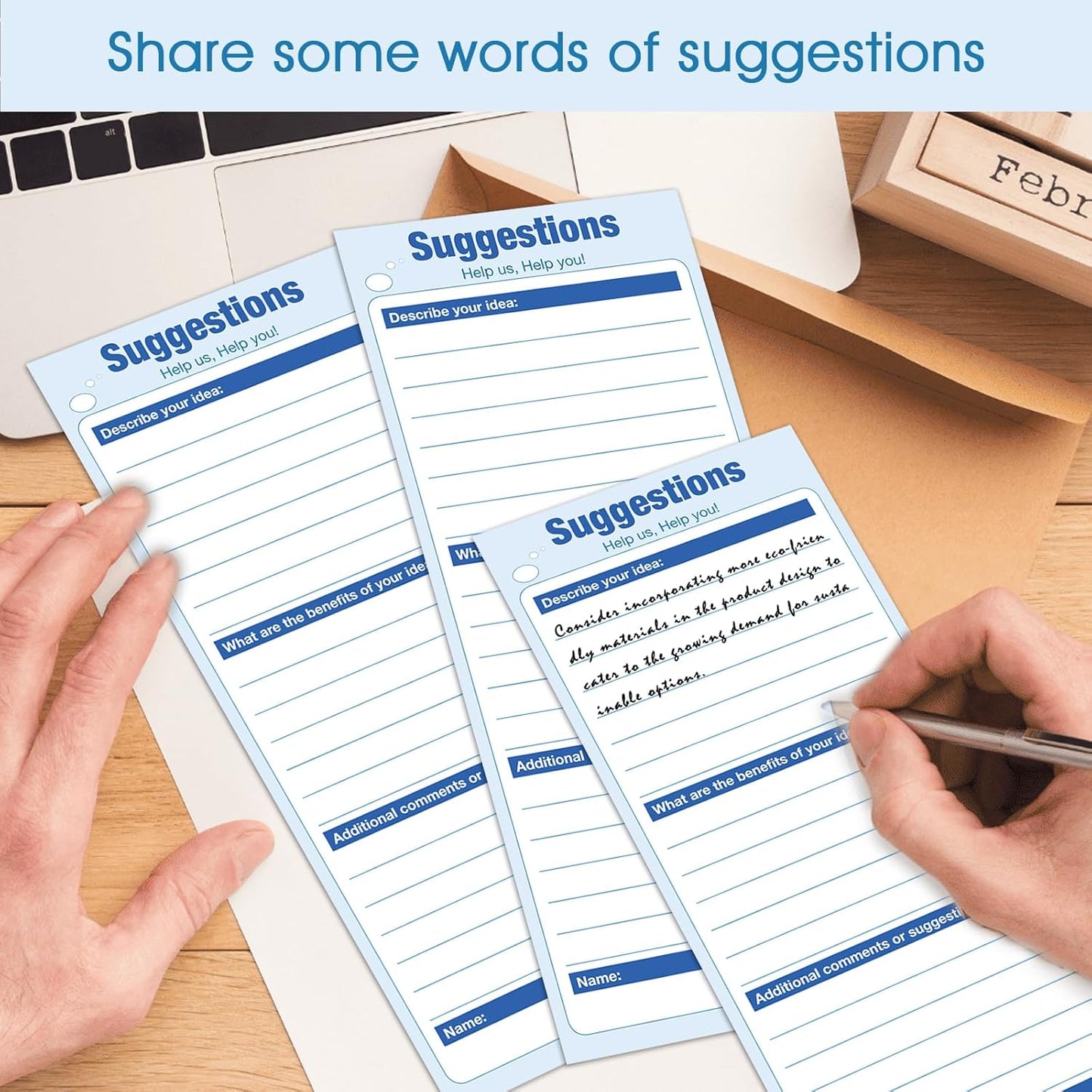 KYODOLED 250-Sheet Suggestion Cards for Suggestion Drop Box, 3.15” x 8.5” Blank Suggestion Form for Customer Feedback, Comment, Improvement for Small Businesses Supplies, Restaurants, Church