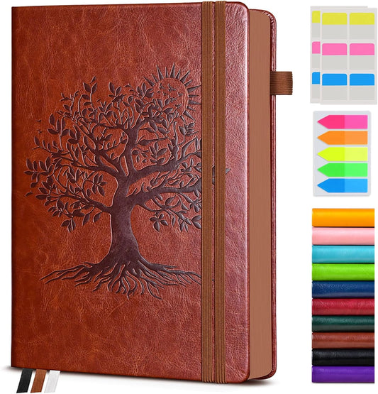 Vintage Leather Journal with 300 Numbered Pages,B5 Lined Journal for Men Women,Daily Journals for Writing,College Ruled Notebook for Work,School,Note taking,Travel Diary,Large (7" x 10")