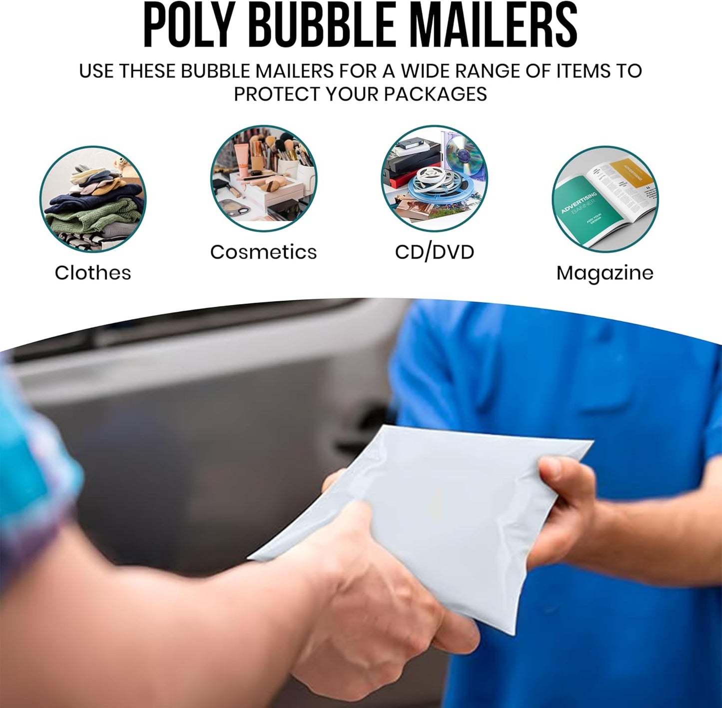 Levex - #0000 4" x 6" [100 Pack] Poly Bubble Mailers, Padded Envelope Mailers, Packing Envelope & Mailing Bags for Shipping