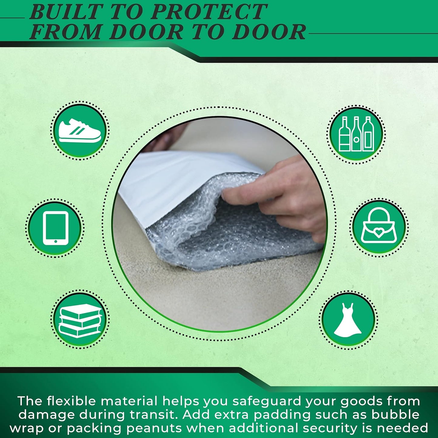 100 Pack Secure Seal White Poly Mailers Shipping Bags - Safe Shipping with 7.5x10.5 Mailers Poly Bags - E-Commerce Poly Bags for Shipping - Self Sealing 2 Mil Poly Shipping Envelopes