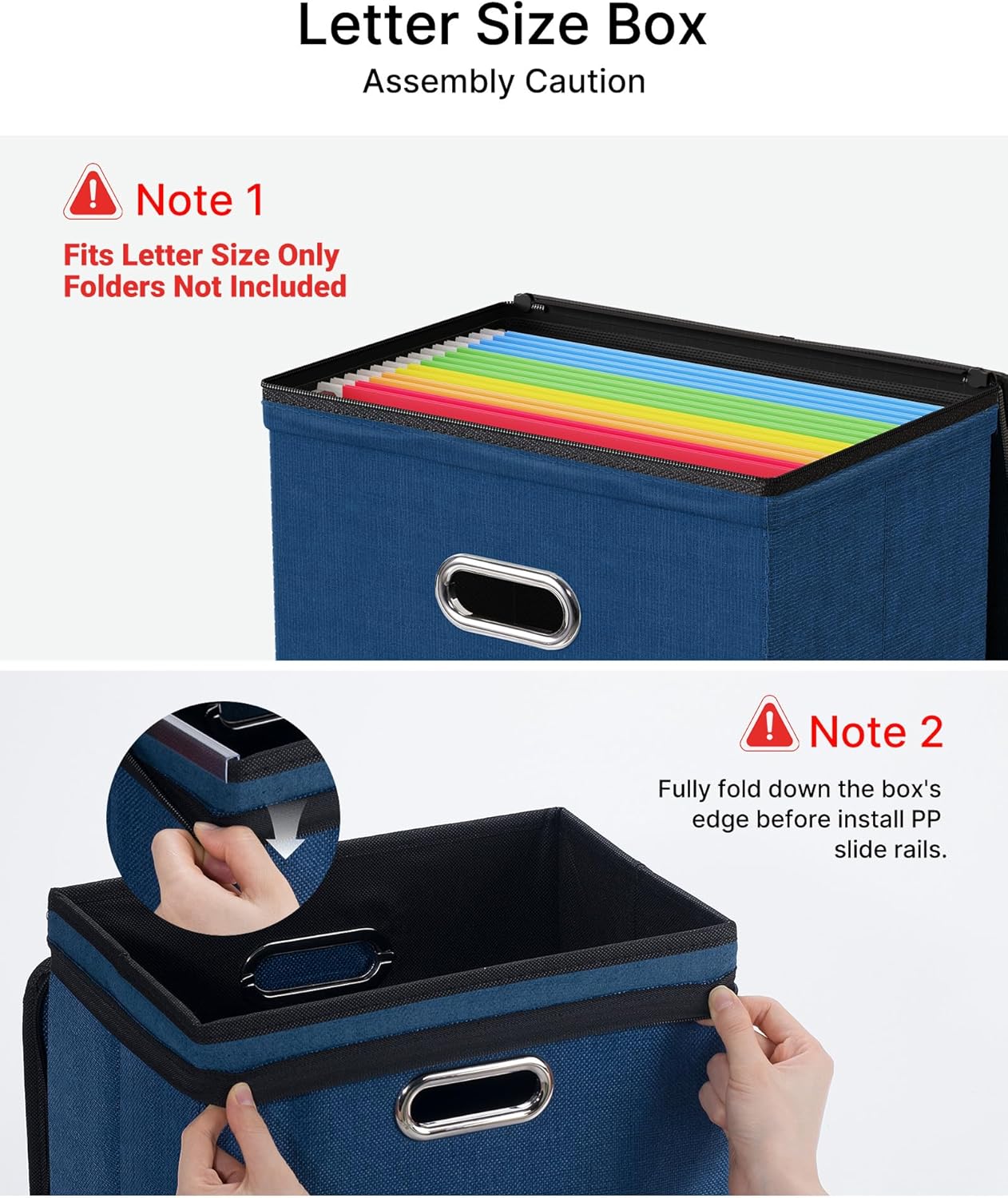 Oterri File Organizer Boxes with Lids, File Box with Mesh Pockets, Document Organizer Box for Letter Size Folders, Zippers Important Document Organizer (Dark Blue, Small-1 Pack Without Folders)