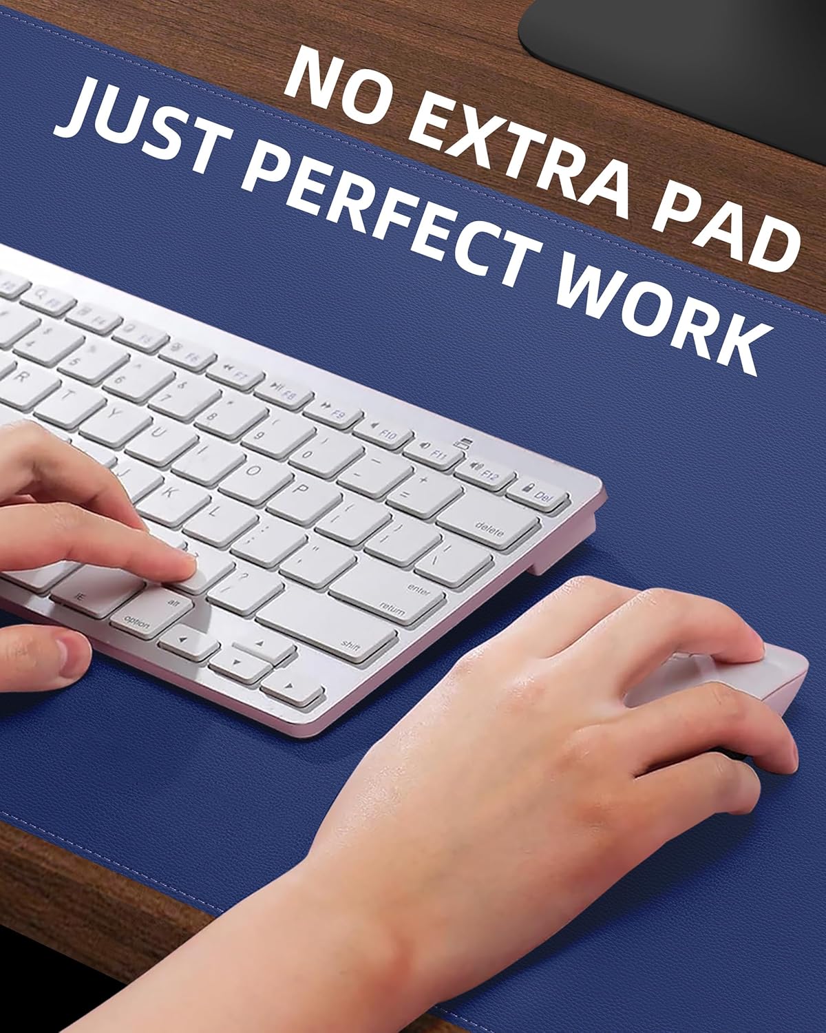 Leather Desk Pad Protector,Office Desk Mat,Large Mouse Pad, Non-Slip PU Leather Desk Blotter,Desk Pad,Waterproof Desk Writing Pad for Office and Home (Blue,31.5" x 15.7")