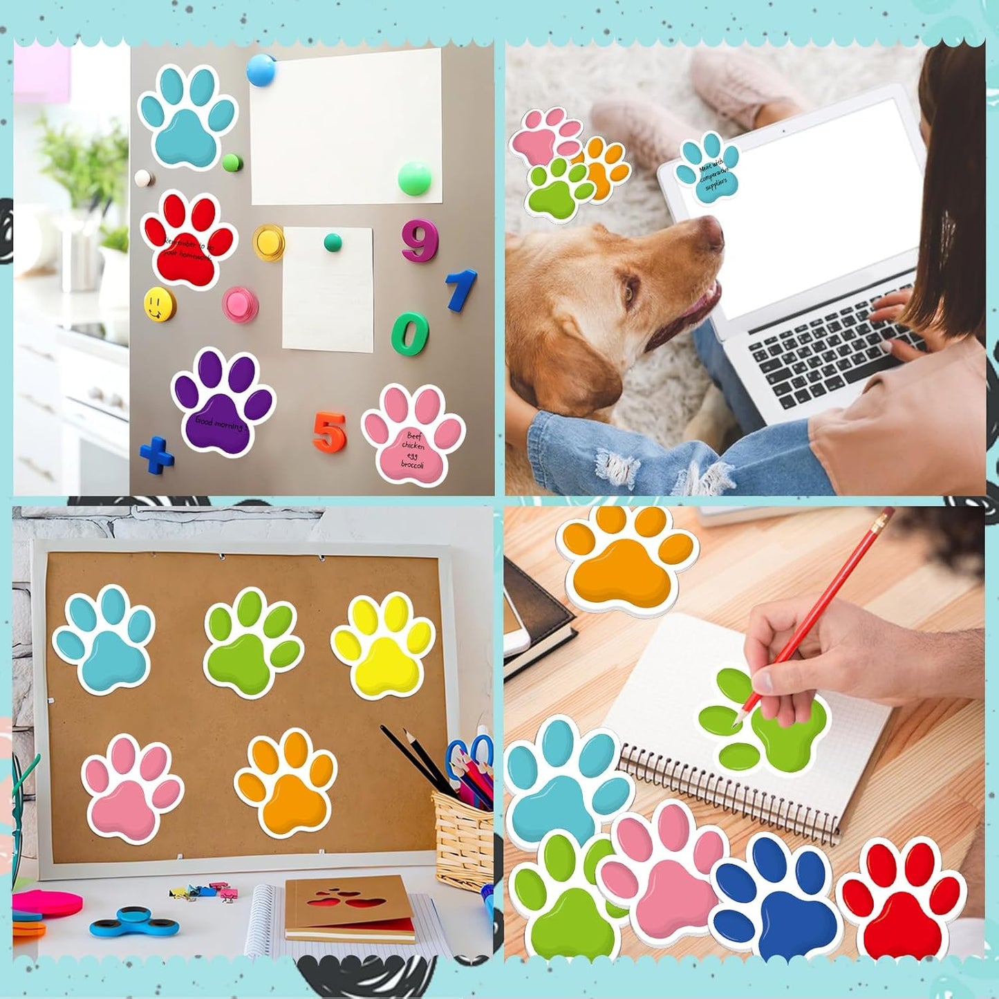 600Pcs Paw Print Note Pads, Colorful Paw Shaped Sticky Notes Kawaii Fun Animal Sticky Notes Pads Dog Party Pocket Notepads Cartoon Memo Pads for Dog Lovers School Home Office Supplies