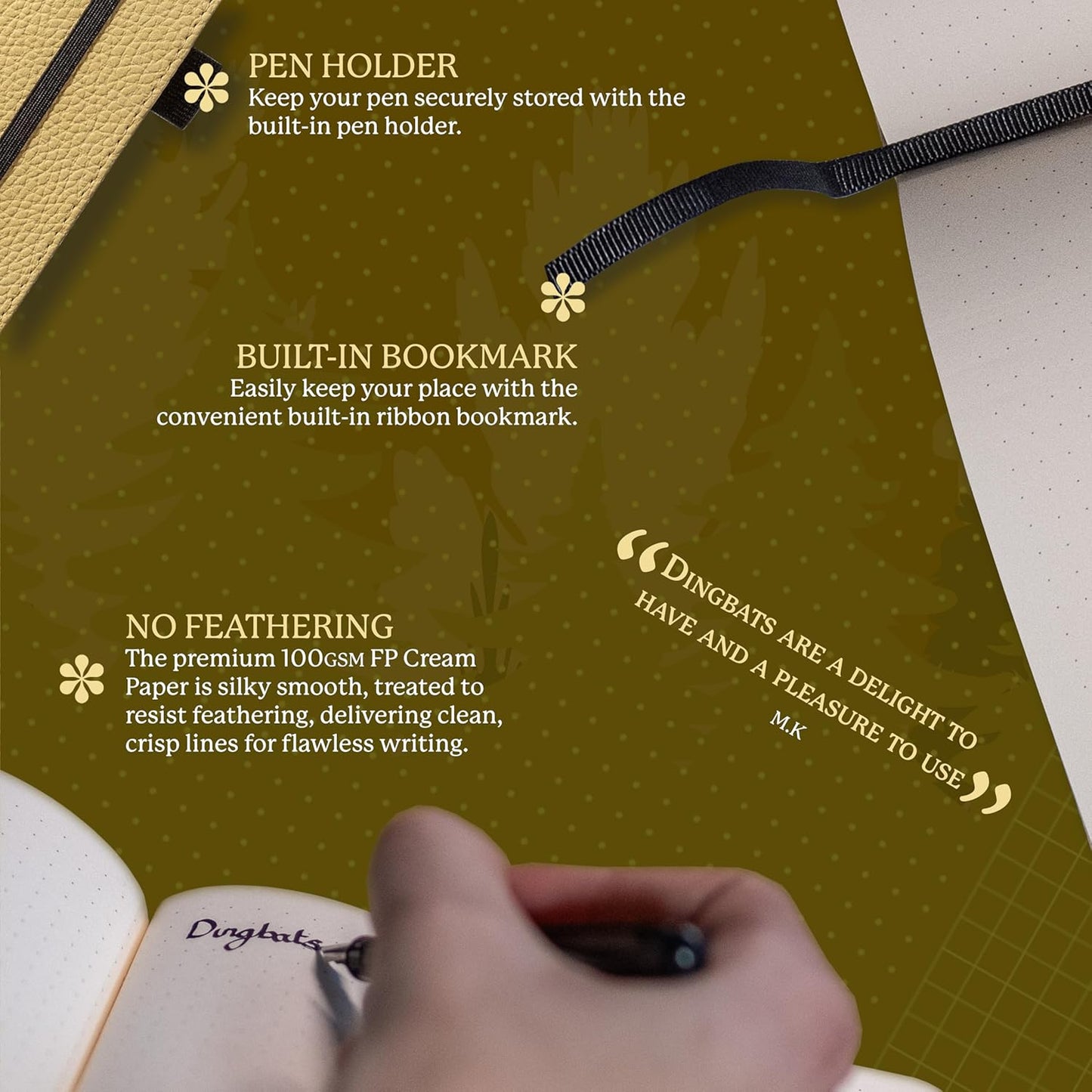 Dingbats A5 Wildlife Notebook Journal Hardcover, Cream 100gsm Ink-Proof Paper, 6.1 x 8.5 inches, 192 pages (Cream Wolf, Squared)