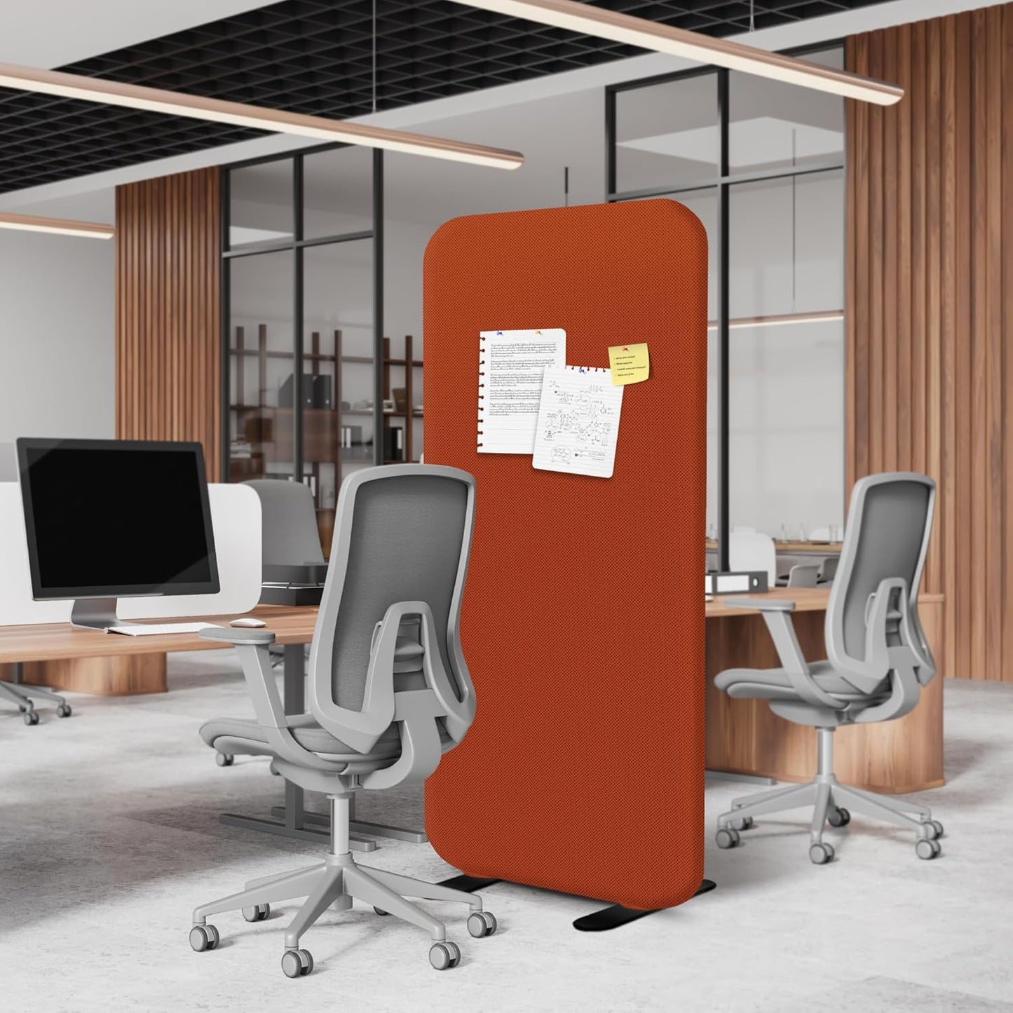 DECOLAB Standing Room Divider, Portable Privacy Wall Partition for Studio Apartment, Living Room, Bedroom, Workspace, Scratch Resistance, 29”x65”, Sunrise