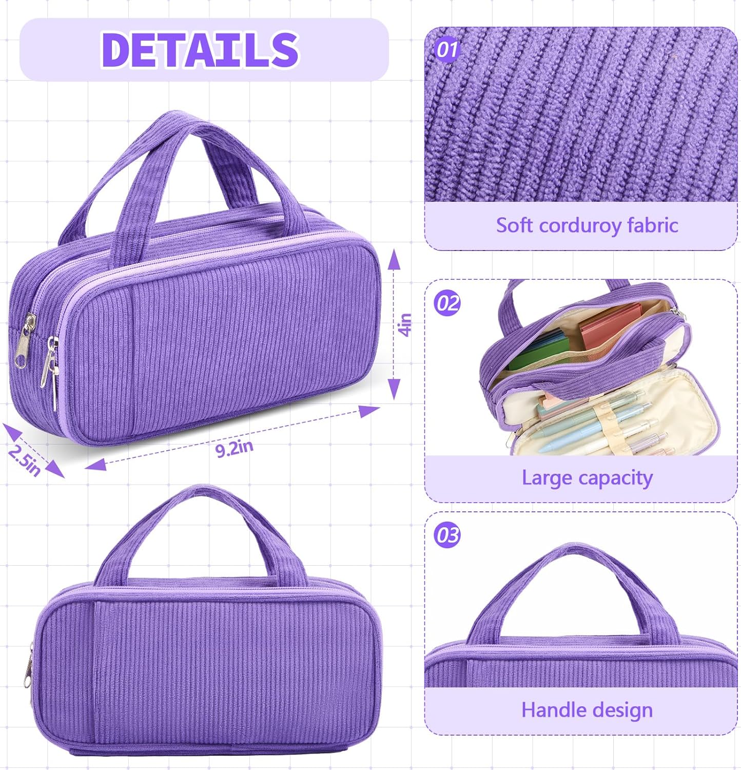 Jutom 39 Pcs Aesthetic Book Annotation Kit Highlighter with Pencil Case Bag Gel Pen Transparent Sticky Note Taking Bible Study College School Supplies(Dark Purple,Classic Style)