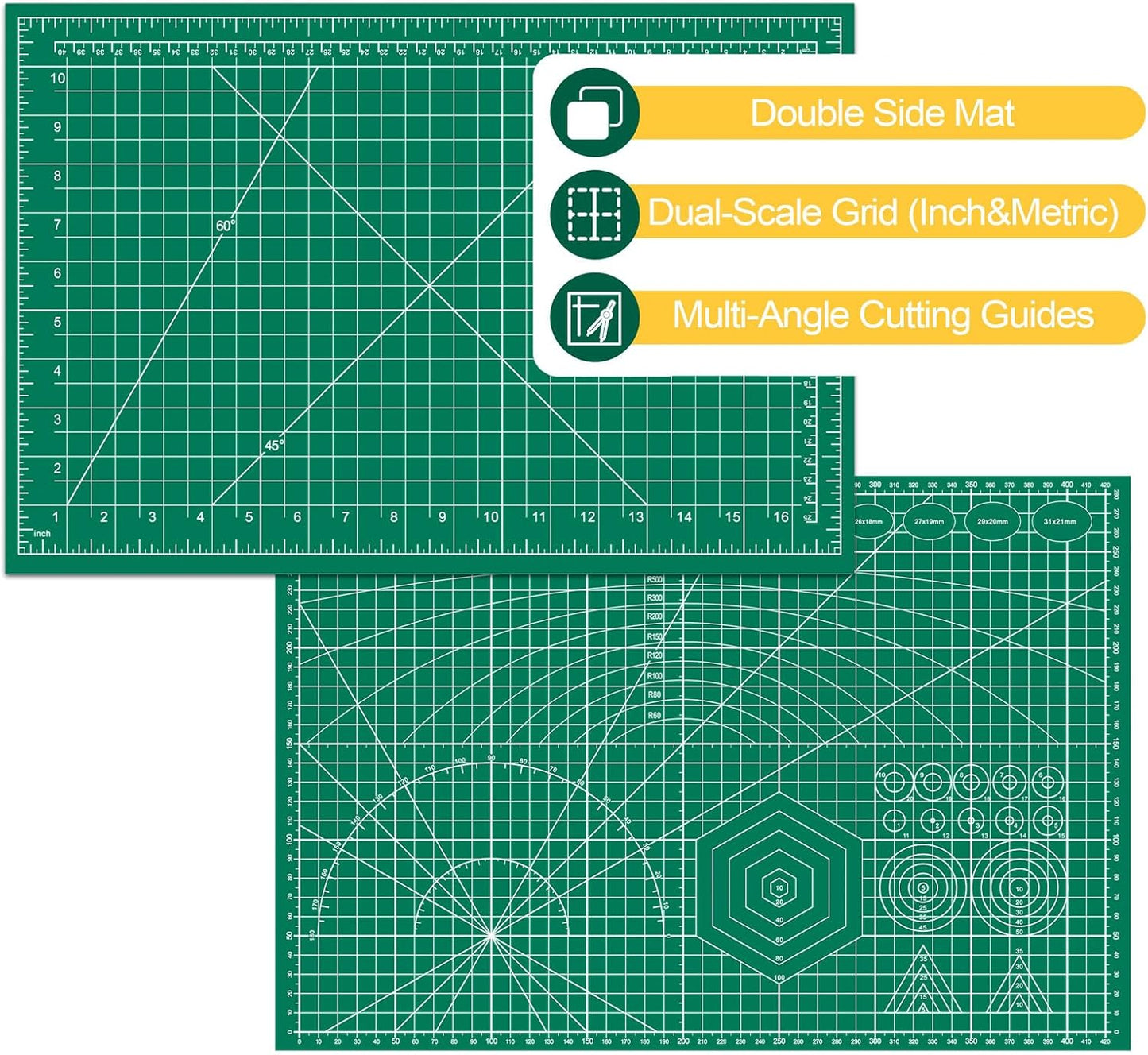 10 Pack Self Healing Cutting Mat 12" x 18" Rotary Cutting Sewing Mat A3, 5-Ply Cutting Board for Crafting, Sewing, Scrapbooking, Quilting and Precision Cutting