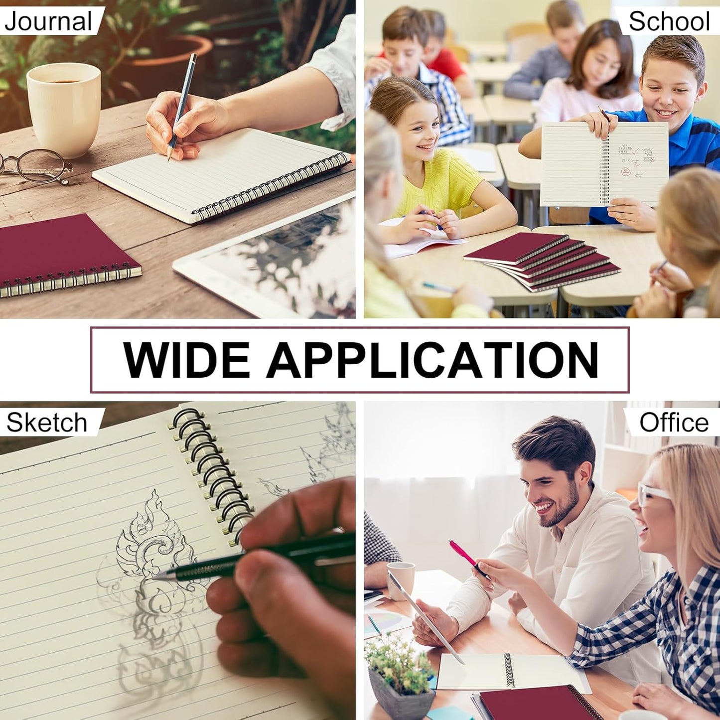 Yahenda Spiral Notebook Bulk A5 Journal Lined 8.3'' x 5.5'' Writing Composition Paper Small Notepad Subject Notebook for Students Office Business Back to School Supplies(Wine Red,18 Pcs)