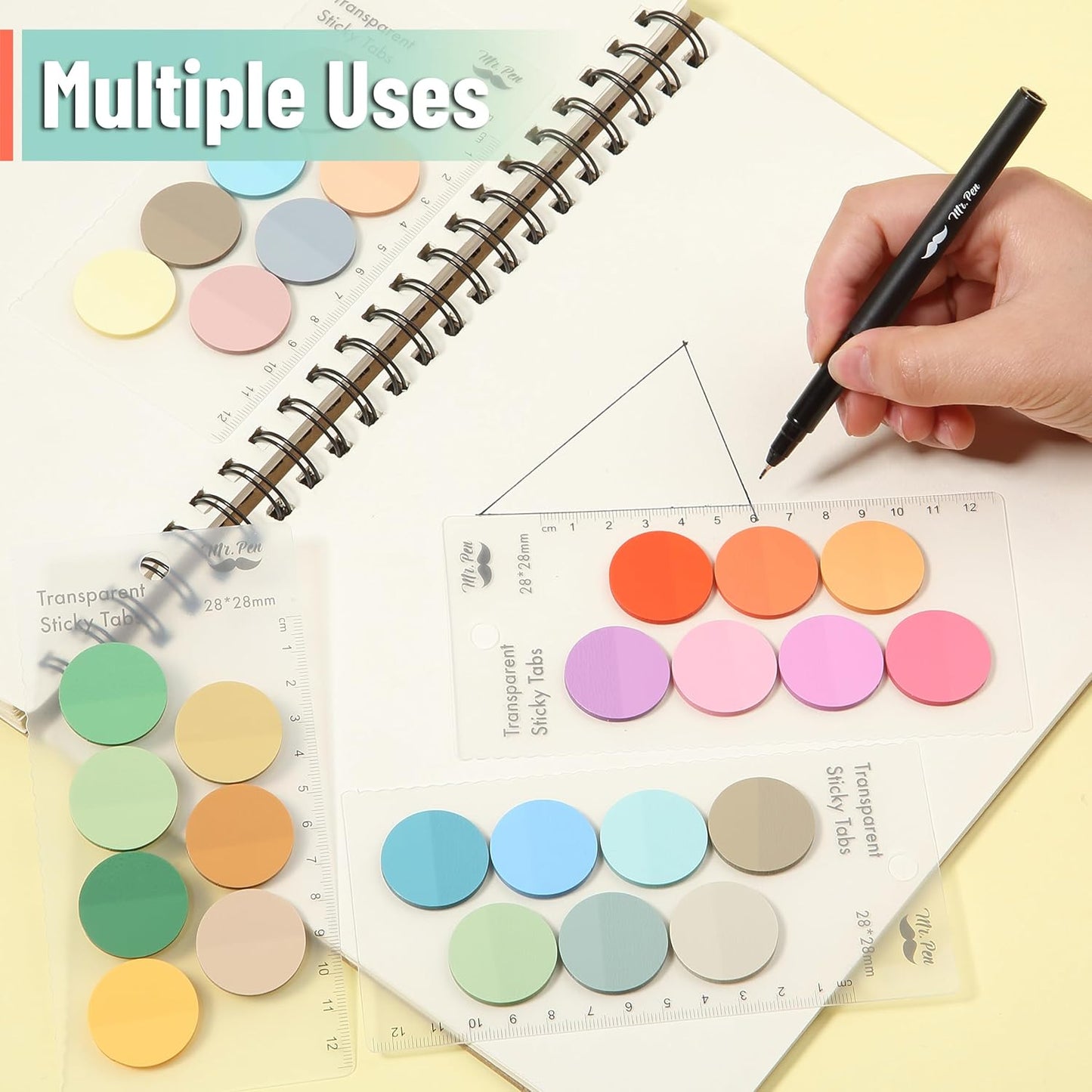 Mr. Pen- Transparent Sticky Note Set, 560Sheets, Colorful, Round Transparent Sticky Notes Set