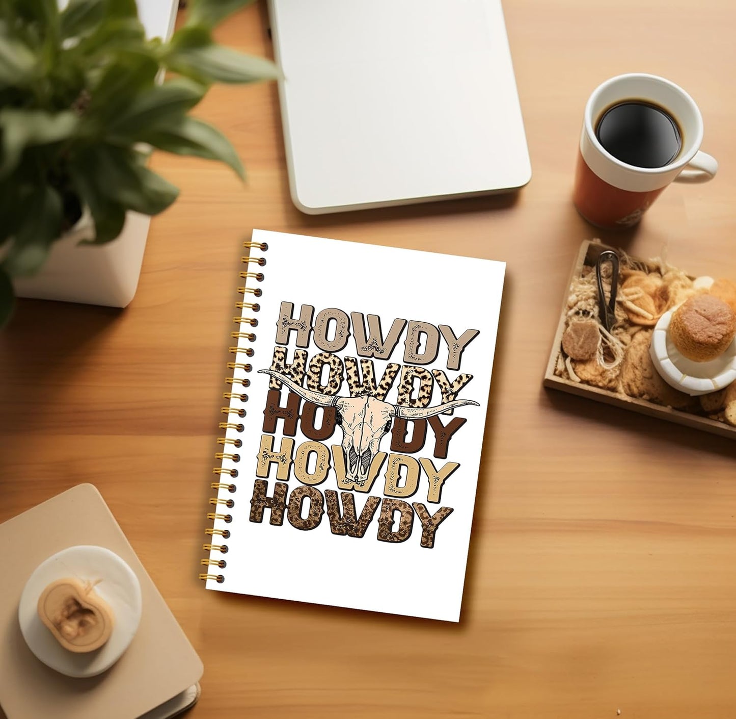 Howdy Western Notebook Journal 164 Pages - Western Gifts for Women Cowboy Cowgirl, Western Cool Notebook, College School Supplies, 5.5×8.3 Notebook Spiral Bound