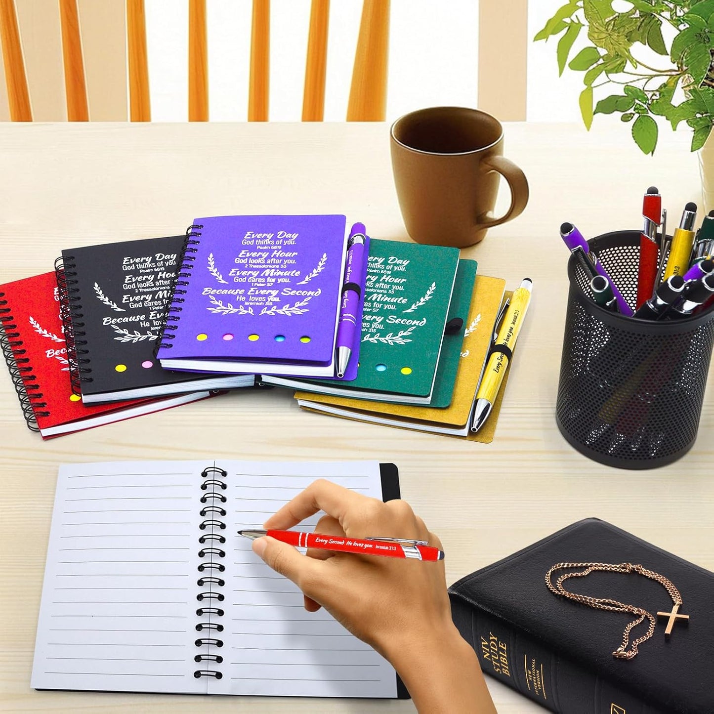 200 Pcs Bulk Christian Gifts Prayer Journal for Woman - 100 Set Religious Notepad with Christian Pen - Bible Notebook - Church Gifts for Inspirational, Bible Study, Devotions (Colorful)