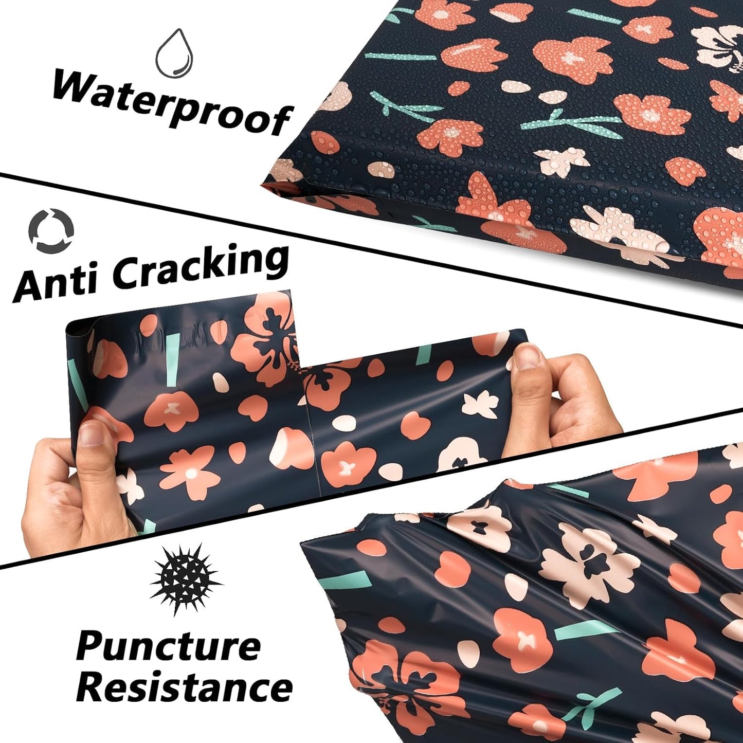 Poly Mailers 10x13 Inch 25 Pcs - Tulip printed Shipping Bags, 2.4mil Thickness, Waterproof and Tear Resistant Mailing Envelopes, Self-Sealing Packaging Bags for Small Business