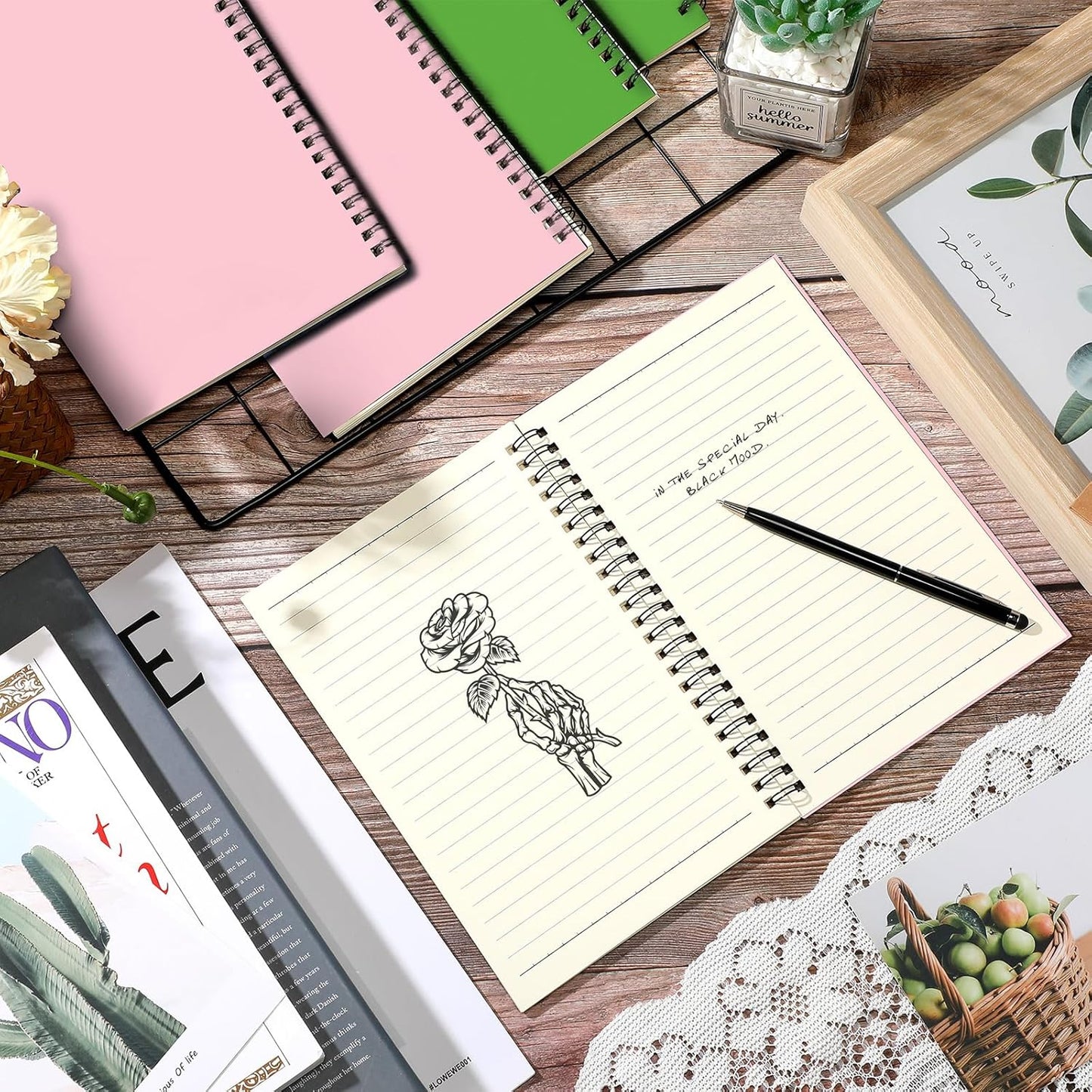 Yahenda Spiral Notebook Bulk A5 Journal Lined 8.3'' x 5.5'' Writing Composition Paper Small Notepad Subject Notebook for Students Office Business Back to School Supplies(Pink,Light Green,18 Pcs)