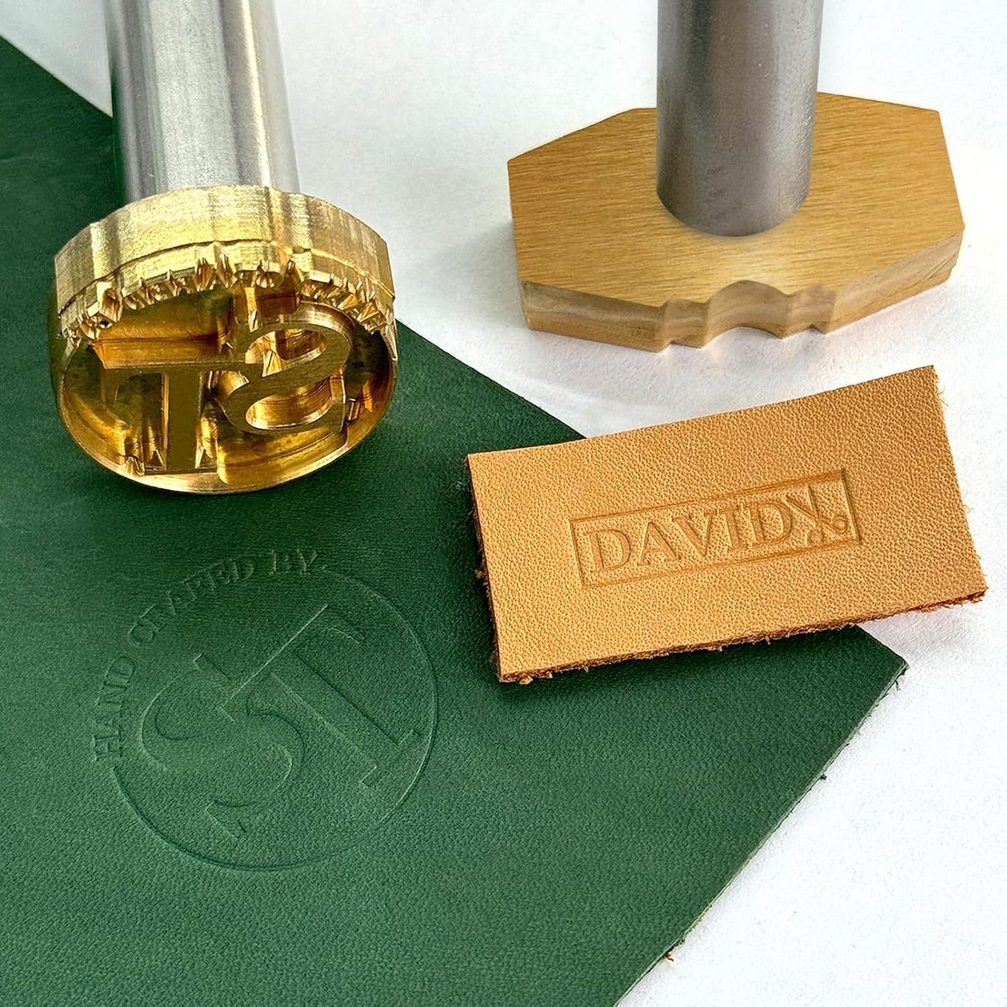 XRLSG Custom Leather Stamp Personalized Leather Brass Embossing with Logo Text Hammer Press Leathercrafting Tool Gift for Leather Craftsman Dad Husband Boyfriend