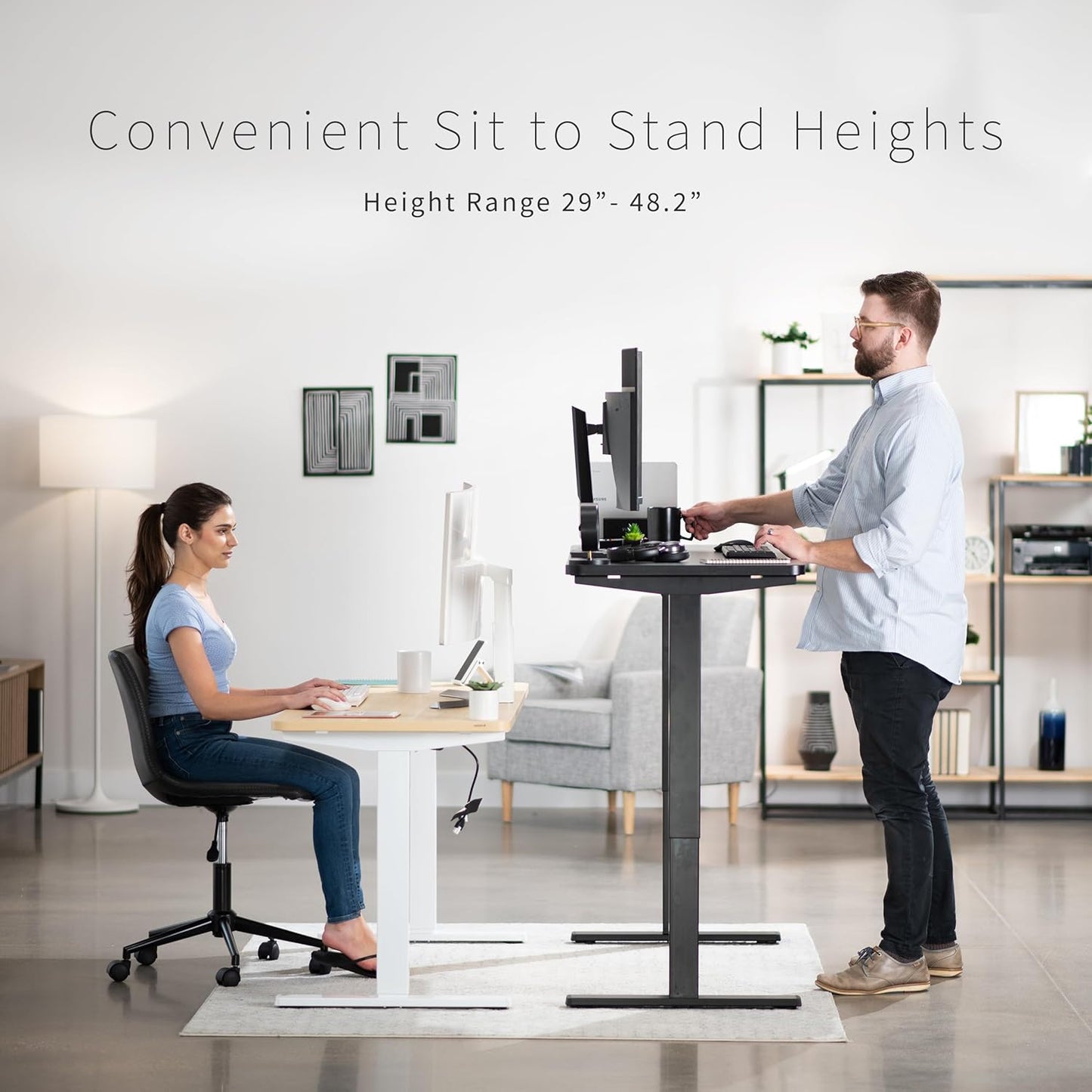 VIVO Electric Dry Erase 60 x 24 in Standing Desk, Memory Height Adjustment, 1B Series, Whiteboard Top White Frame, DESK-KIT-1W6WE