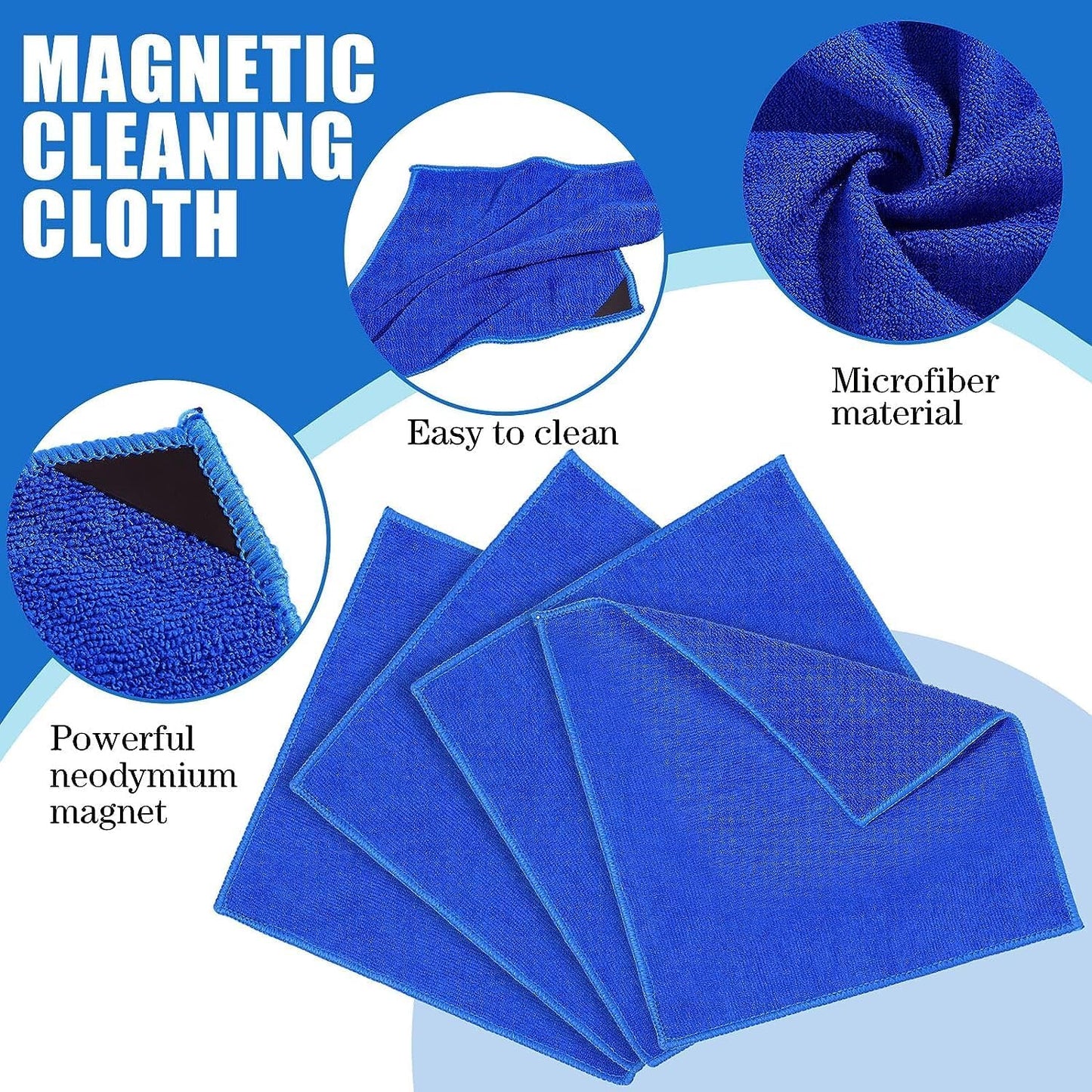 Nuenen 24 Packs Magnetic Cleaning Cloth Microfiber Dry Erase Eraser Magnetic Whiteboard Eraser Reusable Washable Dry Erase Cloth for Office Classroom Home, 10'' x 10''