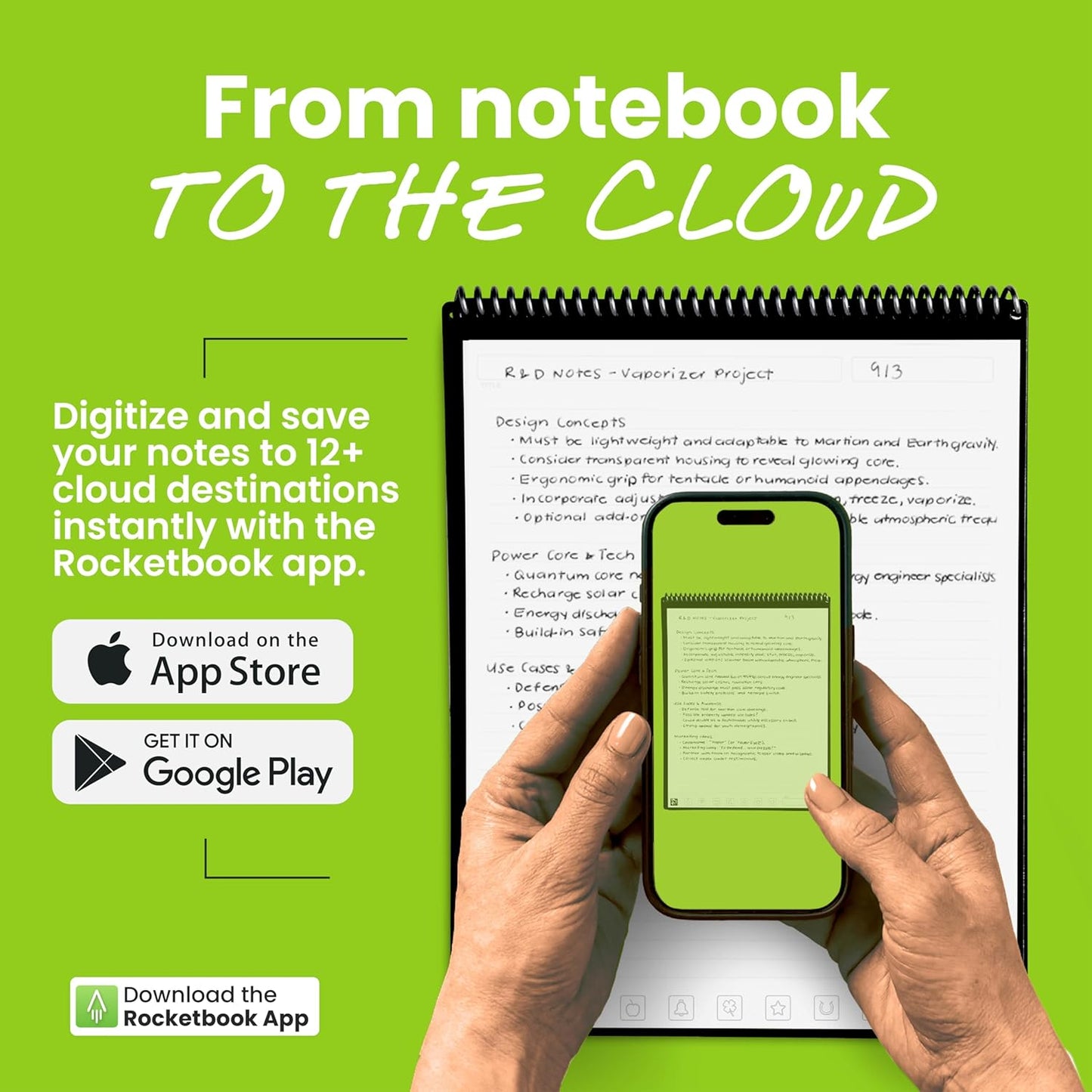 Rocketbook Flip Reusable Smart Notepad, Top Bound Notebook Letter Size 8.5x11, Navy Blue - Lined and Dotted Pages, App-Connected, Erasable, Ideal for Righties and Lefties
