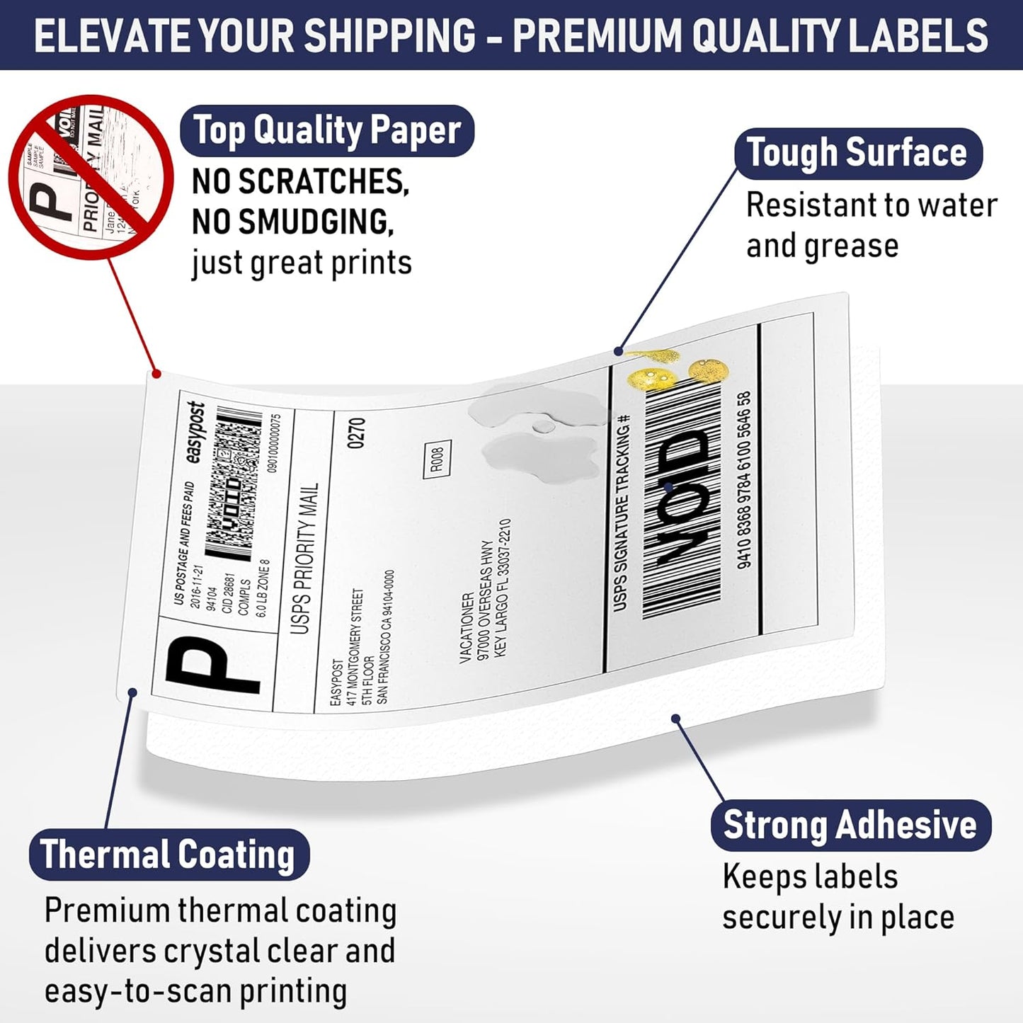 Thermal Shipping Labels 4x6, 500 Fan-Fold and Perforated Two Pack, Commercial Grade with Permanent Adhesive, Direct Thermal Printer Label Compatible with Zebra, Rollo, iDRPT, Polono, MUNBYN, Elton