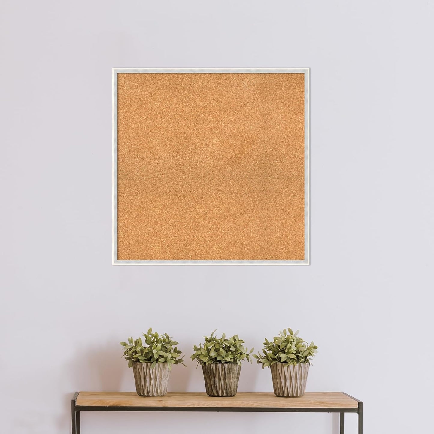 Amanti Art Natural Cork Board for Wall, 31x31 Vision Board with White Frame, Large Corkboard Office Decor for Home Organization, Modern Corkboard Pinboard to Display Items for Home Organization in
