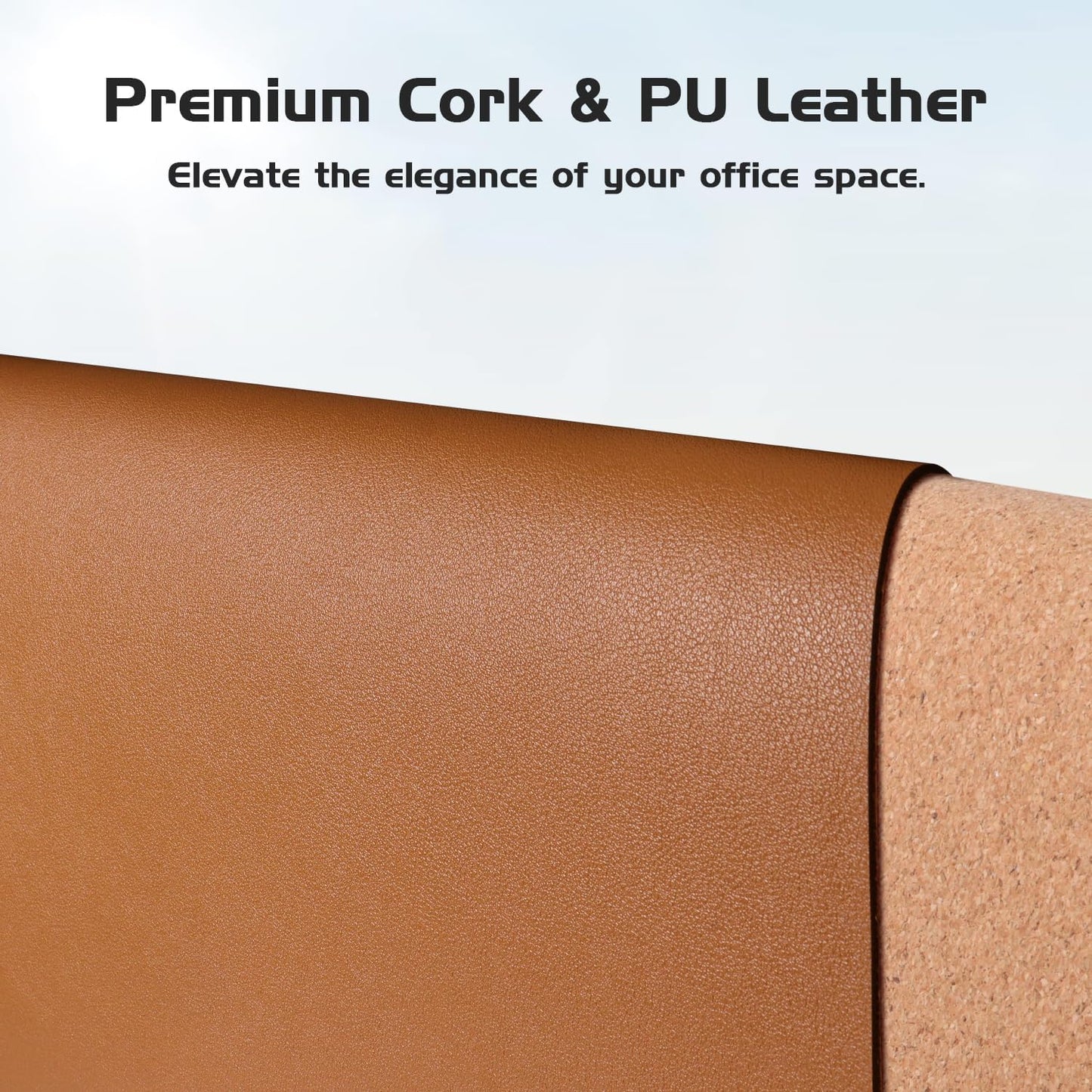 Aothia Double-Sided Desk Pad, Leather Desk Mat, Eco Cork Desk Pad Protector, Large Mouse Pad for Desk, Waterproof Desk Blotter Pad, Writing Pad for Office/Home(23.6""x13.7"",Brown), Brown+cork