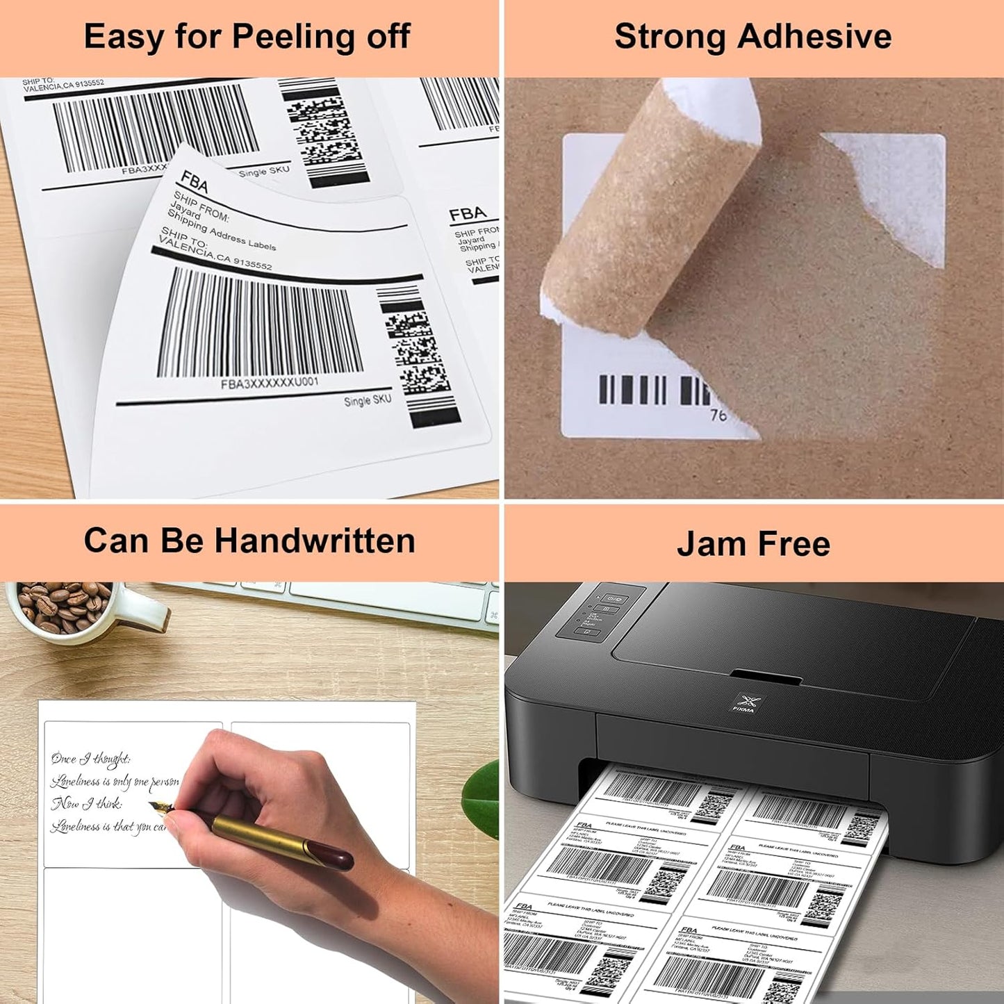30 UP 15000 Stickers 500 Sheets 1" x 2-5/8" Shipping Return Address Labels for Laser Inkjet Printer, White Blank Mailing Labels