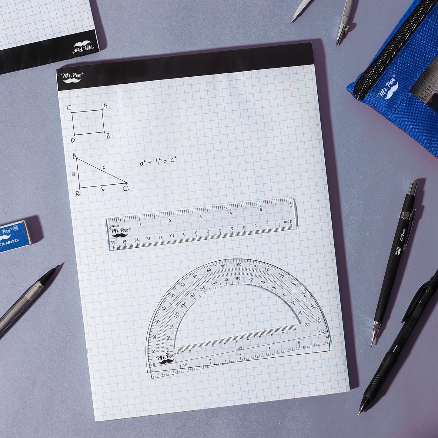 Mr. Pen- Graph Paper, 2 Pack of 22 Sheets, 17"x11", 4x4 (4 Squares per inch), Graphing Paper, Grid Paper Pad, Math Graph Paper Pad, Drafting Paper, Computation Pads, Large Graph Paper