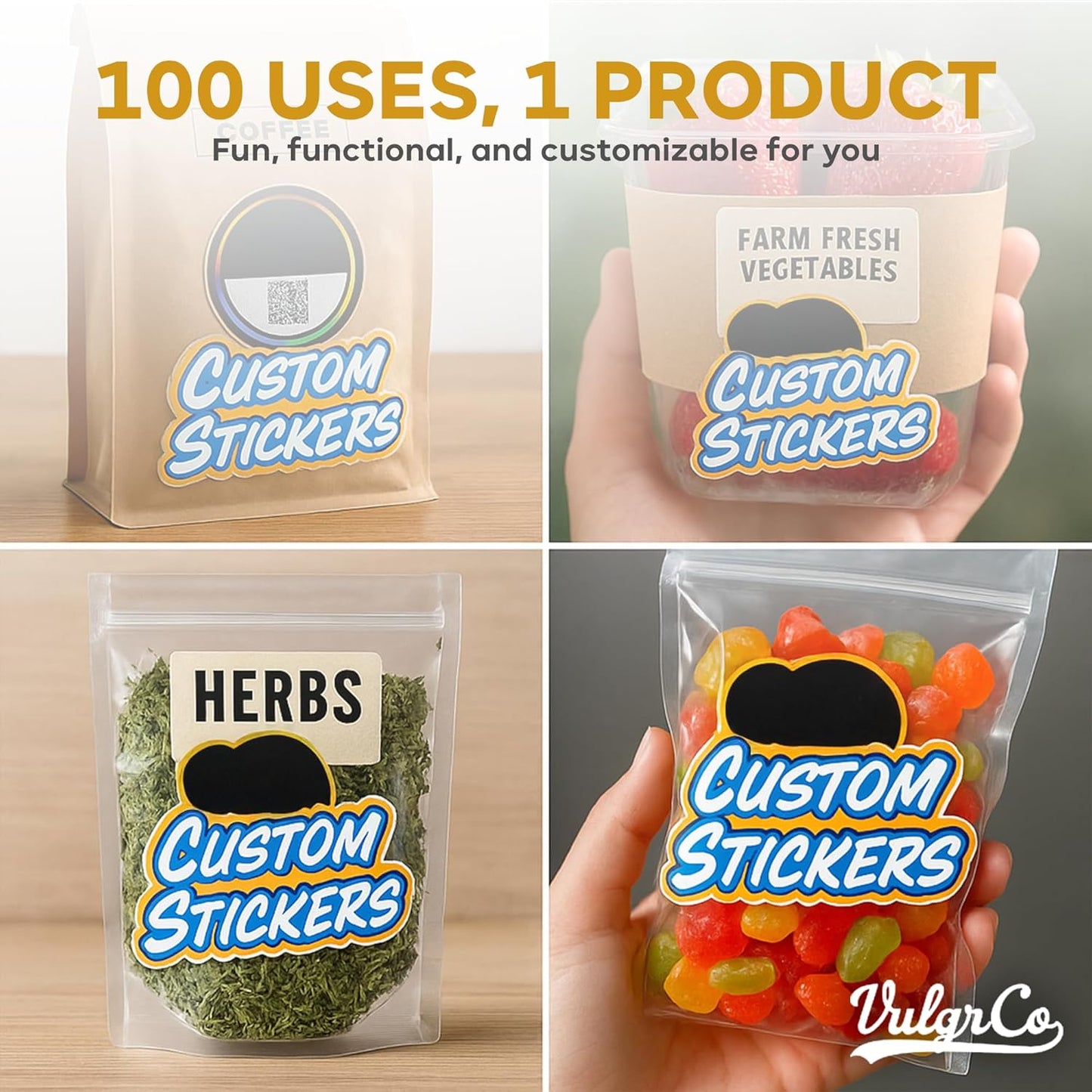 VulgrCo Personalized Custom Individually Die Cut Stickers Decals for Fun, Business, Weddings, Birthdays, Gifts Waterproof (Matte)