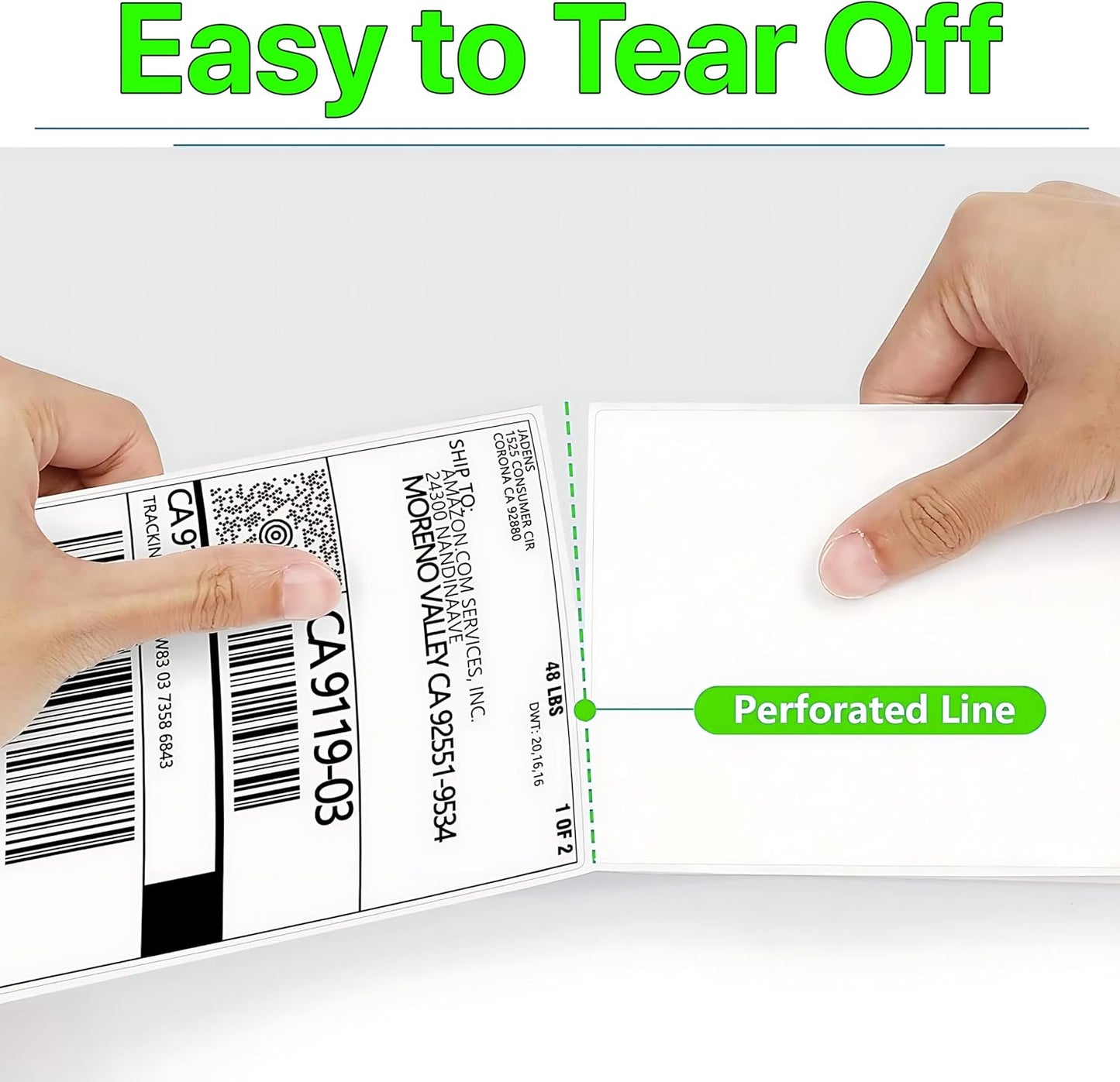 Fanfold [4 x 6 inch] x [3000 Labels] Thermal Stack Direct White Strong Adhesive Perforated Postage Shipping Printer Compatible with Zebra SNBC Epson Rollo (3000 Labels, Fanfold)
