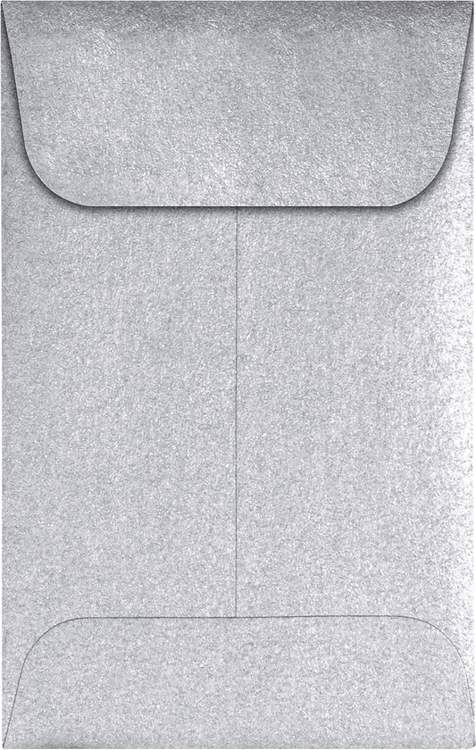 LUXPaper #1 Coin Envelopes | 2 1/4" x 3 1/2" | Silver Metallic | 80lb. Text | 50 Qty