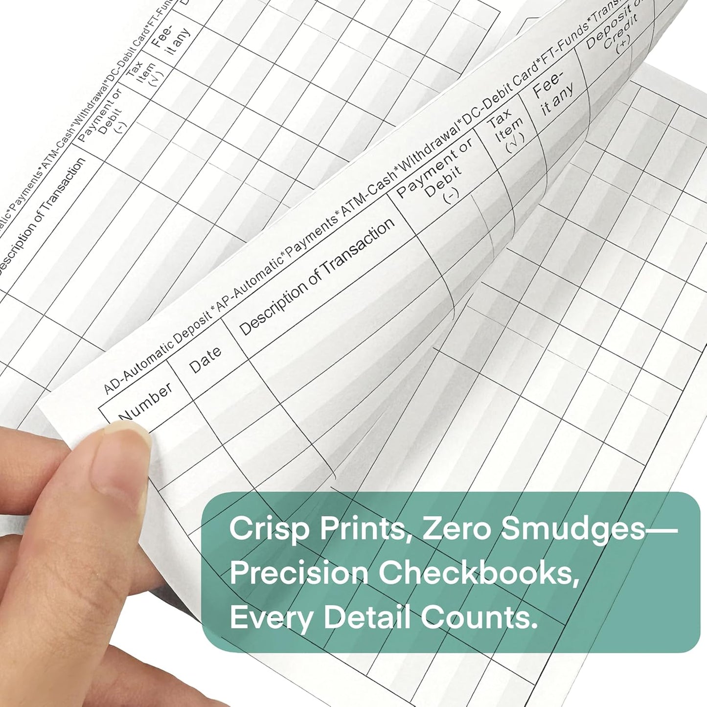 12 - Pack 6"×3" Blank Transaction Check Registers Exclusive for Personal Checkbook - Suitable for Personal & Business Banks, Saving Accounts, Deposits & Credit Cards
